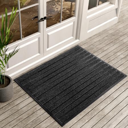 ubdyo Extra Durable Door Mat - Dirt Trapping Outdoor Welcome Mats - Non-Slip Outdoor Indoor Entrance - Low Profile Front Doormat (36" x 24", Bright Brown)