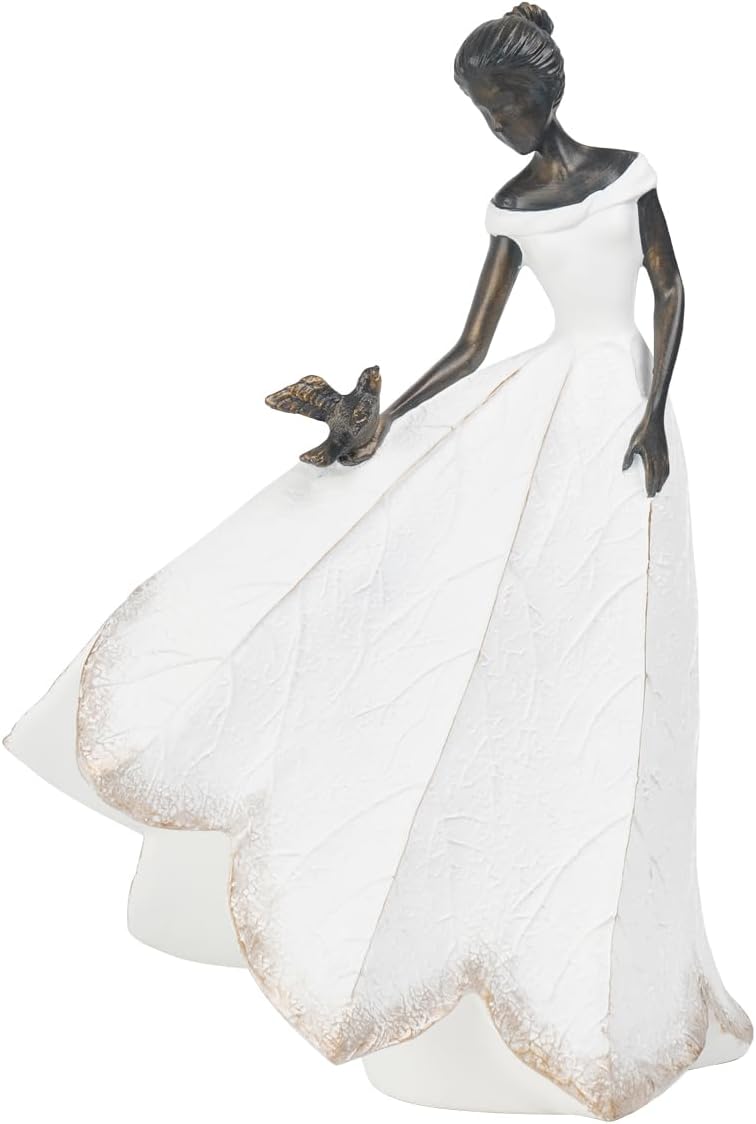 Guichifun Fairy Statue Collection Home Decoration - Leaf Angel Girls Resin Home Garden Decor for Outside or Inside Rustic Fairy Garden Outdoor Yard Figurines Gifts for Women 8.5 x 5.25 x 12 Inch