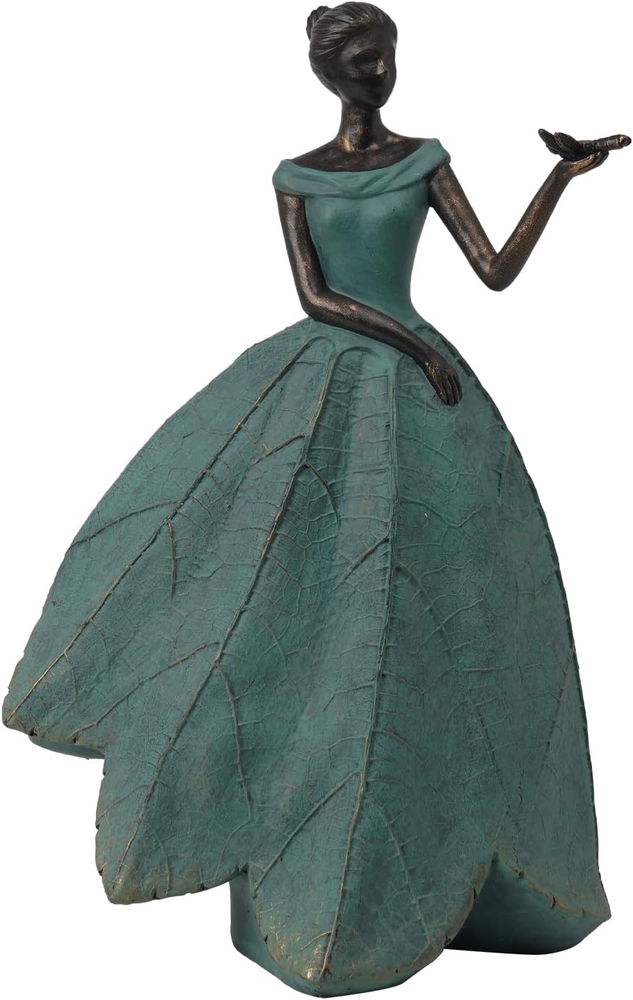 Guichifun Fairy Statue Collection Home Decoration - Leaf Angel Girls Resin Home Garden Decor for Outside or Inside Rustic Fairy Garden Outdoor Yard Figurines Gifts for Women 8.5 x 5.25 x 12 Inch