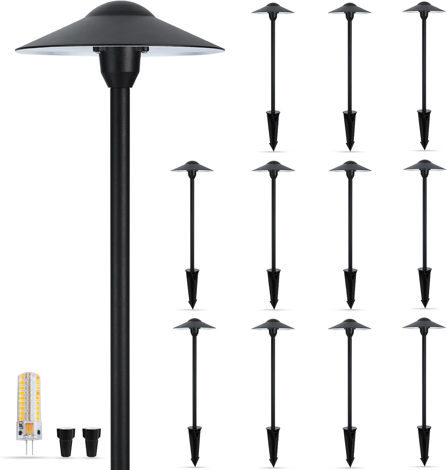 Gardencoin Low Voltage Pathway Lights (8.5'' Shade, 21.5'' Tall),12V Outdoor LED Landscape Path Lights Wired, Aluminum Pathway Lighting with 3W 2700K Replaceable Bulb for Walkway Garden Yard, 6 Pack