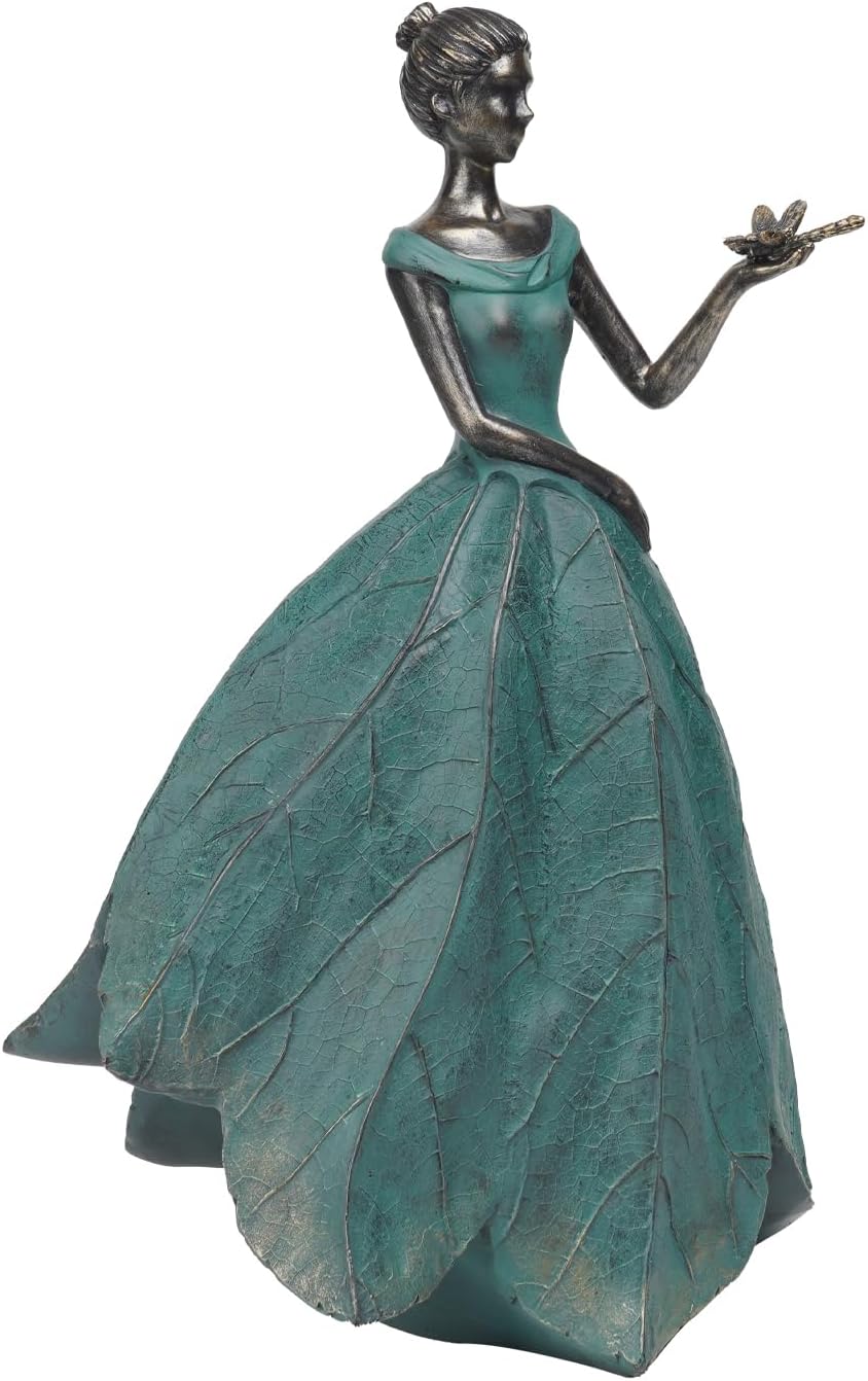 Guichifun Fairy Statue Collection Home Decoration - Leaf Angel Girls Resin Home Garden Decor for Outside or Inside Rustic Fairy Garden Outdoor Yard Figurines Gifts for Women 8.5 x 5.25 x 12 Inch
