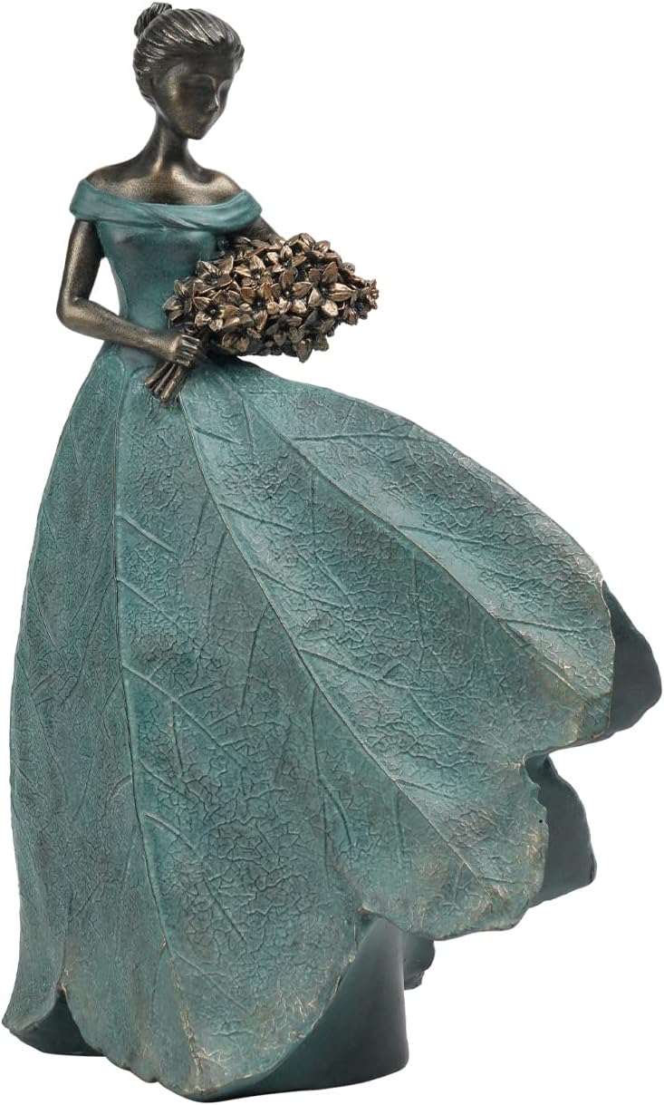 Guichifun Fairy Statue Collection Home Decoration - Leaf Angel Girls Resin Home Garden Decor for Outside or Inside Rustic Fairy Garden Outdoor Yard Figurines Gifts for Women 8.5 x 5.25 x 12 Inch