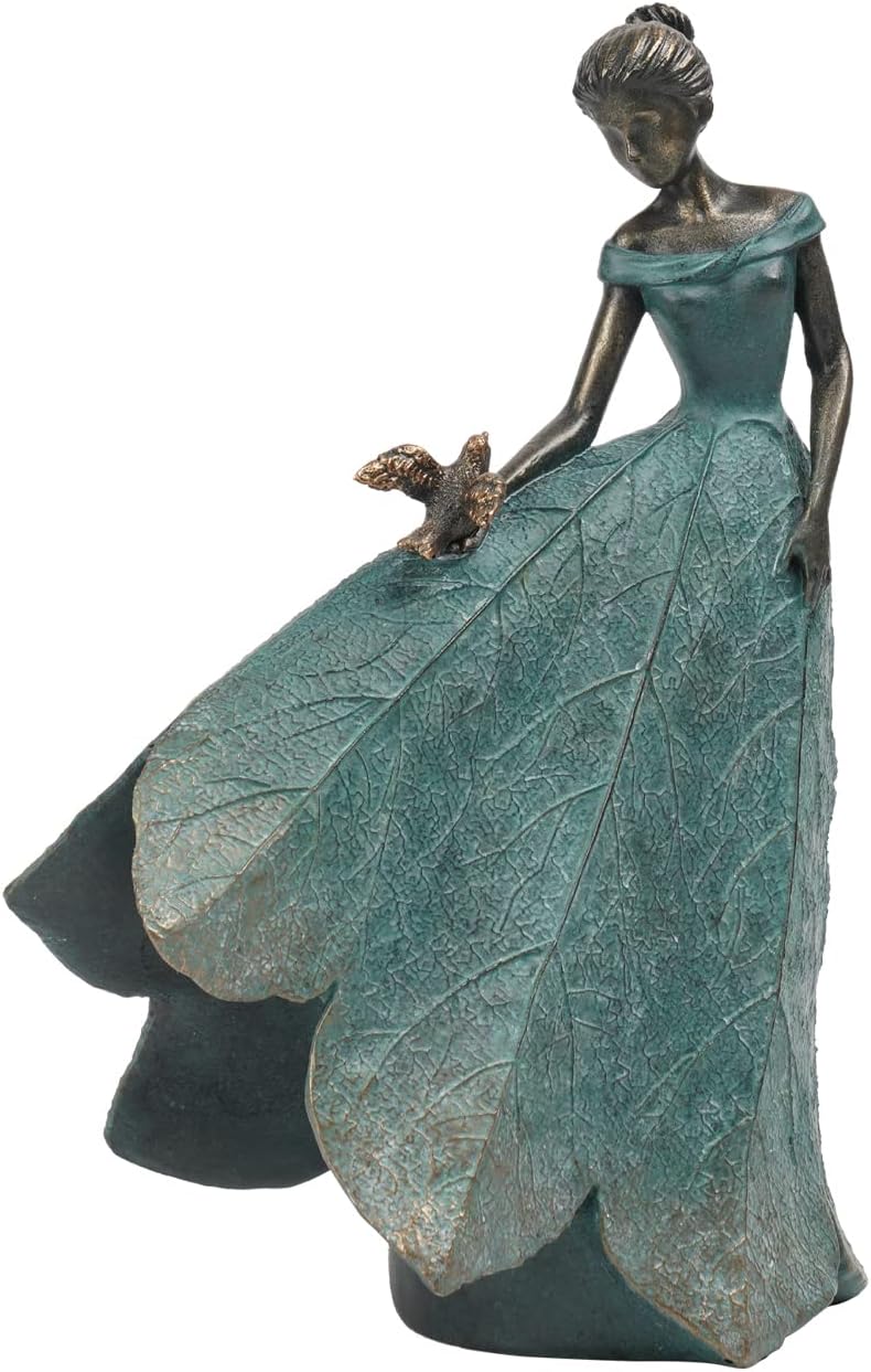 Guichifun Fairy Statue Collection Home Decoration - Leaf Angel Girls Resin Home Garden Decor for Outside or Inside Rustic Fairy Garden Outdoor Yard Figurines Gifts for Women 8.5 x 5.25 x 12 Inch
