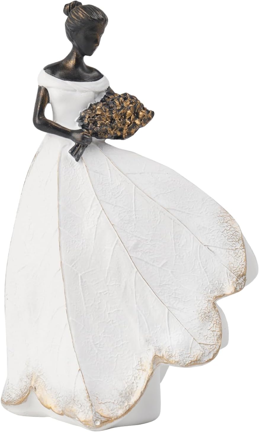 Guichifun Fairy Statue Collection Home Decoration - Leaf Angel Girls Resin Home Garden Decor for Outside or Inside Rustic Fairy Garden Outdoor Yard Figurines Gifts for Women 8.5 x 5.25 x 12 Inch