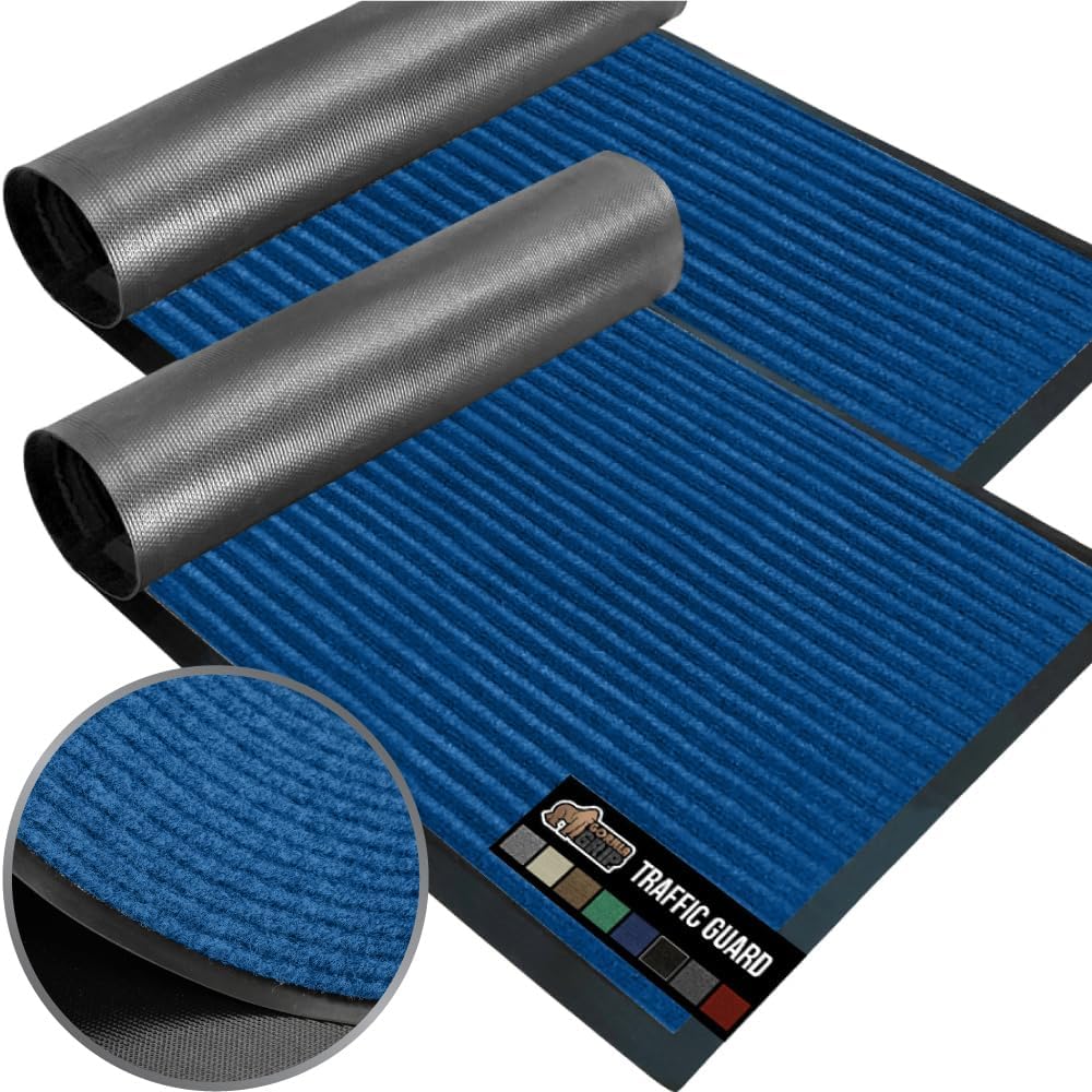GORILLA GRIP Traffic Guard Door Mat, 60x36, Heavy Duty Welcome Mats, Commercial Office Space Doormat, Waterproof, Fade Resistant, Strong Rubber Backing, Low Profile, Shoe and Boot Scraper, Brown