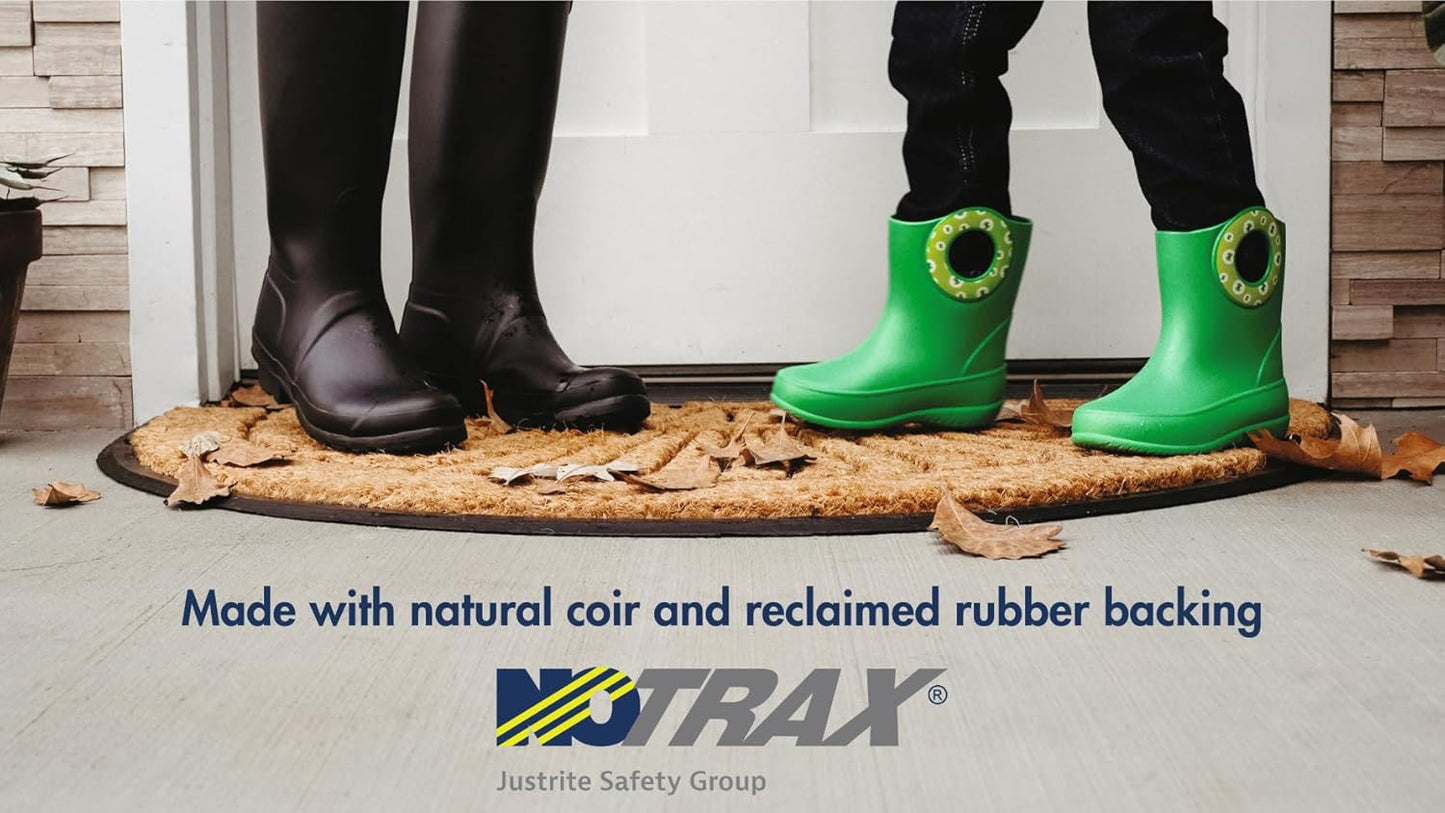 Notrax All Weather Rubber-Backed Natural Coco Coir Half Circle Door Mat – 24" x 39" Fade Resistant Large Front Door Mat Outside Entrance, Porch, Entryway – Indoor or Outdoor Use – C04S2439CR