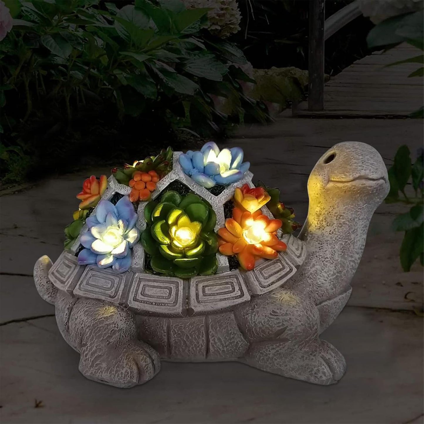 Nacome Solar Garden Outdoor Statues Angel with Succulent and 7 LED Lights – Lawn Decor for Patio, Balcony, Yard Ornament - Unique Housewarming Gifts