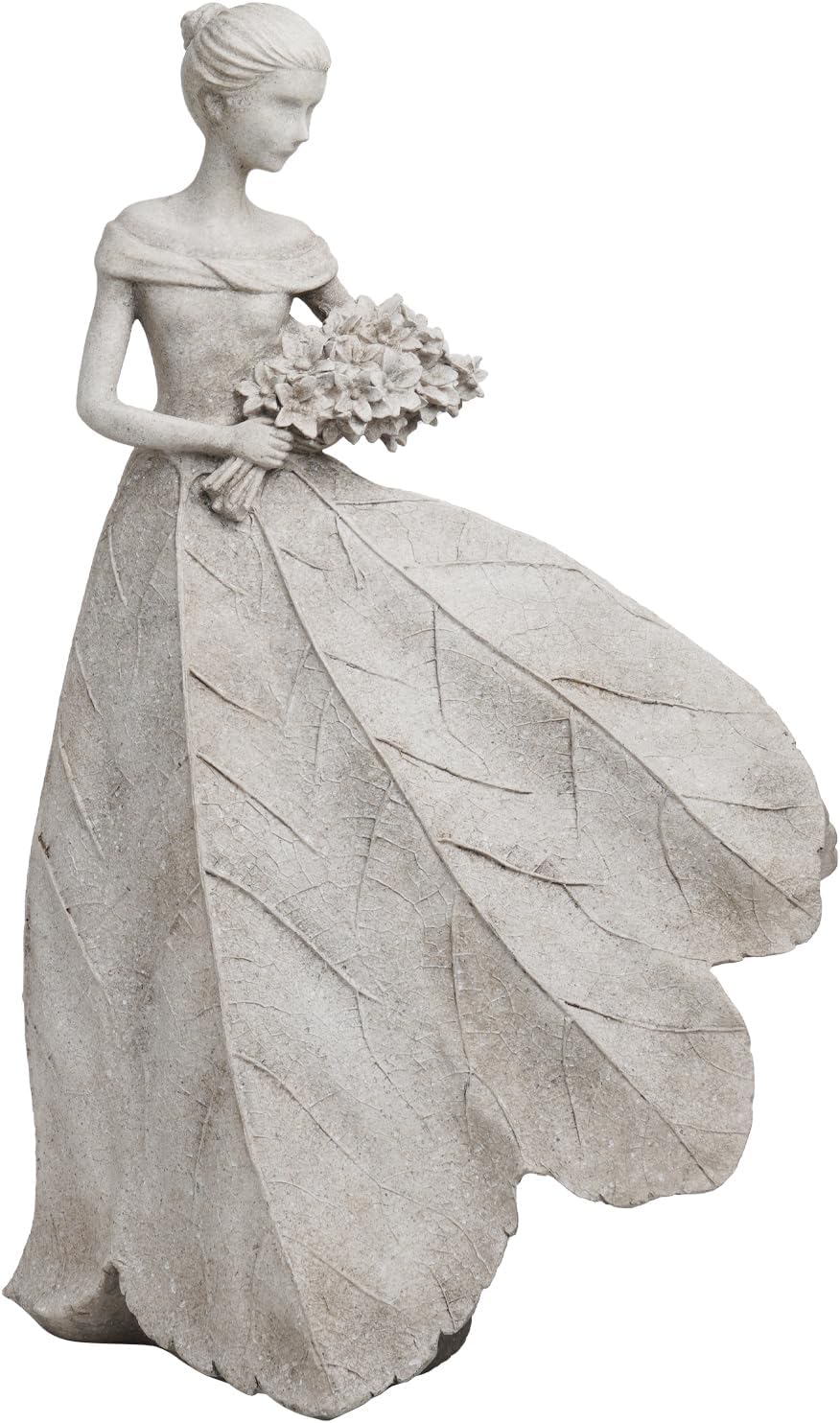 Guichifun Fairy Statue Collection Home Decoration - Leaf Angel Girls Resin Home Garden Decor for Outside or Inside Rustic Fairy Garden Outdoor Yard Figurines Gifts for Women 8.5 x 5.25 x 12 Inch