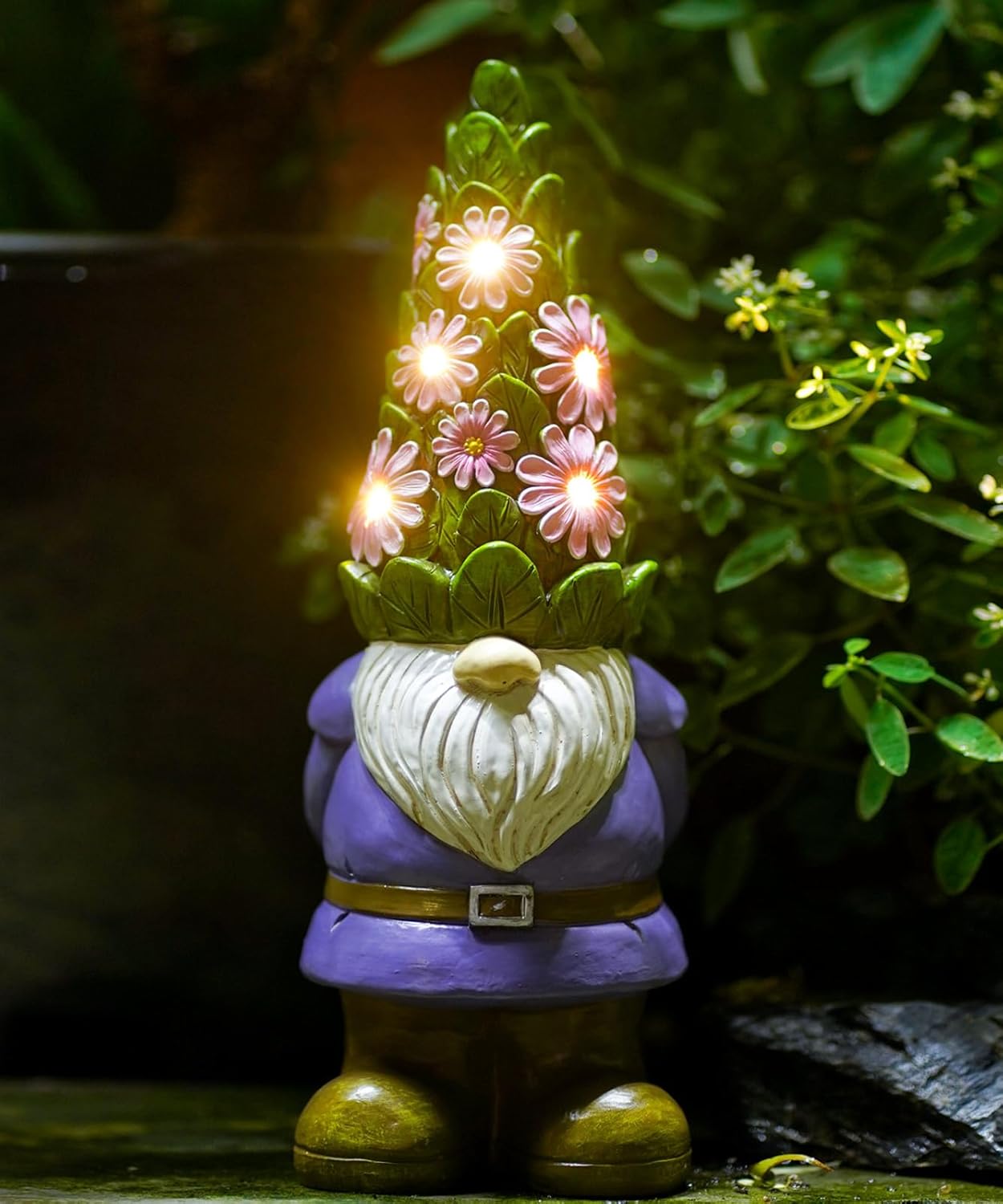 Nacome Solar Garden Outdoor Statues Angel with Succulent and 7 LED Lights – Lawn Decor for Patio, Balcony, Yard Ornament - Unique Housewarming Gifts