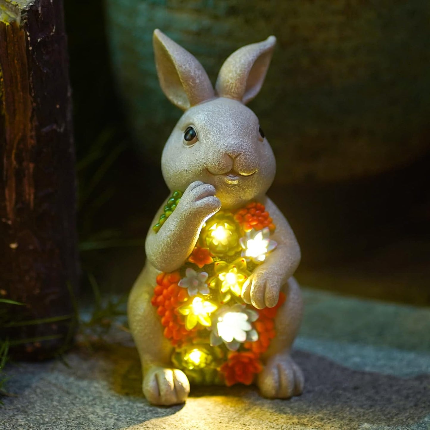Nacome Solar Garden Outdoor Statues Angel with Succulent and 7 LED Lights – Lawn Decor for Patio, Balcony, Yard Ornament - Unique Housewarming Gifts