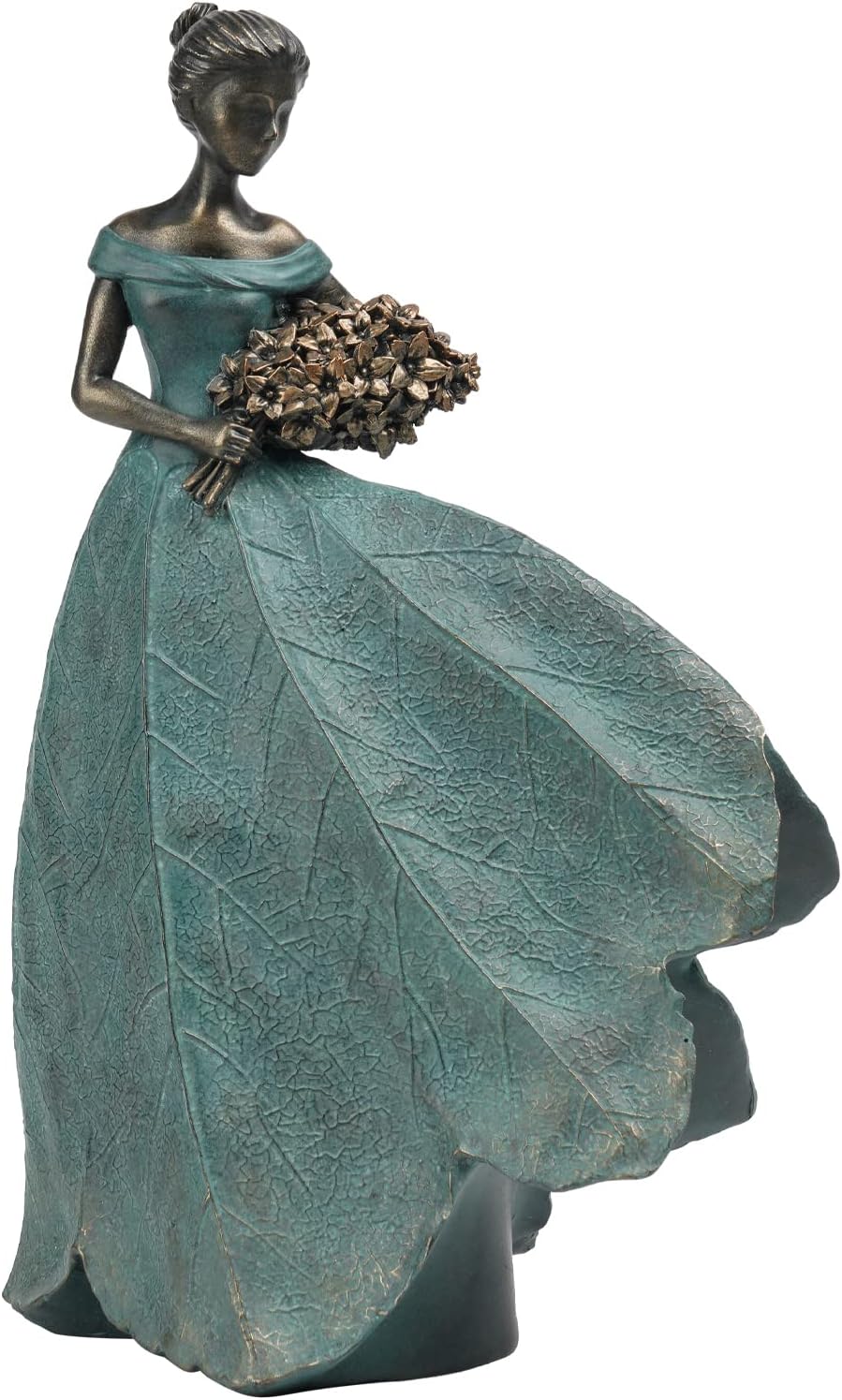 Guichifun Fairy Statue Collection Home Decoration - Leaf Angel Girls Resin Home Garden Decor for Outside or Inside Rustic Fairy Garden Outdoor Yard Figurines Gifts for Women 8.5 x 5.25 x 12 Inch
