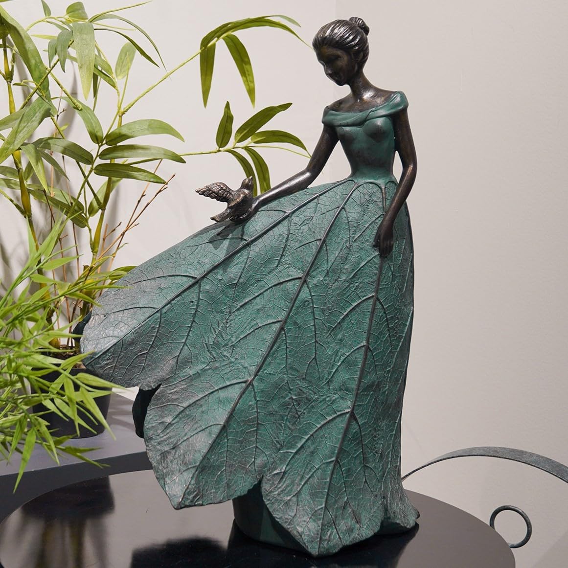 Guichifun Fairy Statue Collection Home Decoration - Leaf Angel Girls Resin Home Garden Decor for Outside or Inside Rustic Fairy Garden Outdoor Yard Figurines Gifts for Women 8.5 x 5.25 x 12 Inch