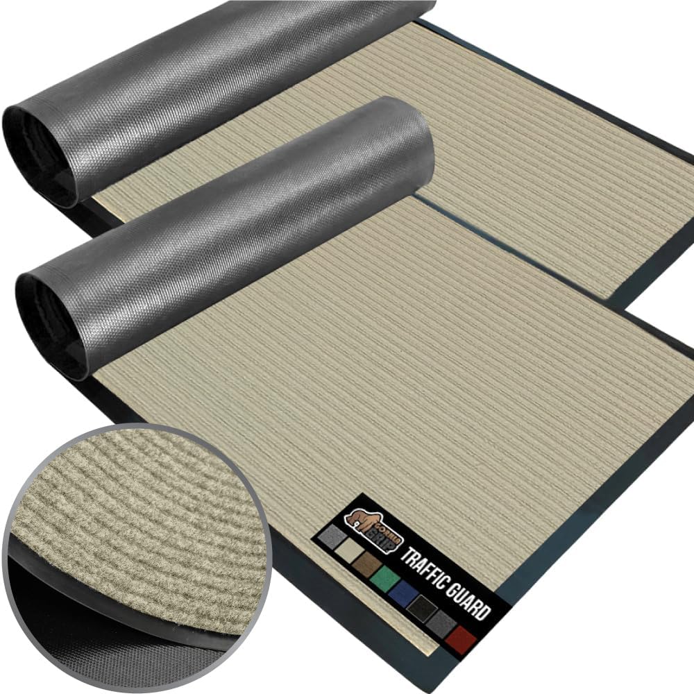 GORILLA GRIP Traffic Guard Door Mat, 60x36, Heavy Duty Welcome Mats, Commercial Office Space Doormat, Waterproof, Fade Resistant, Strong Rubber Backing, Low Profile, Shoe and Boot Scraper, Brown