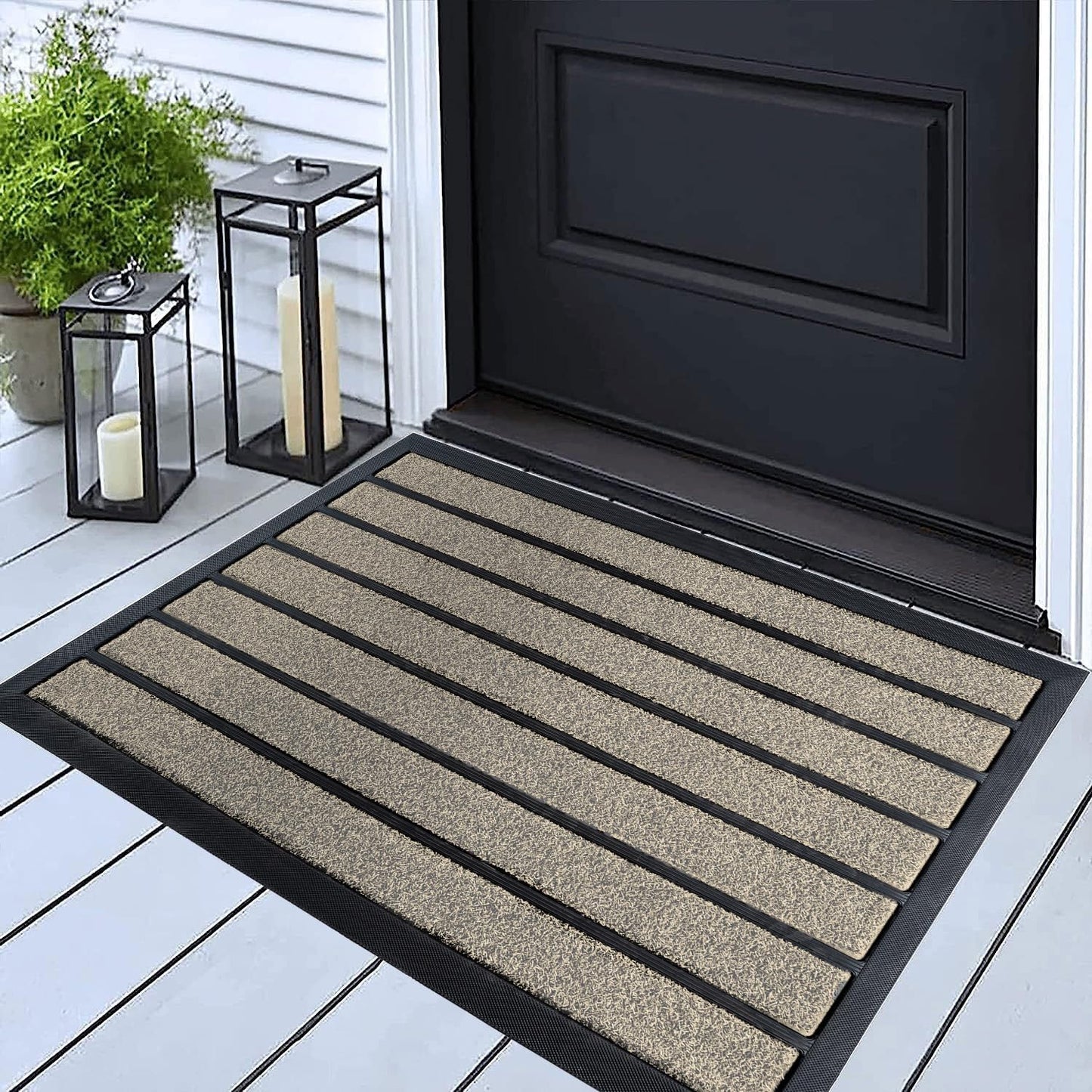 ubdyo Extra Durable Door Mat - Dirt Trapping Outdoor Welcome Mats - Non-Slip Outdoor Indoor Entrance - Low Profile Front Doormat (36" x 24", Bright Brown)