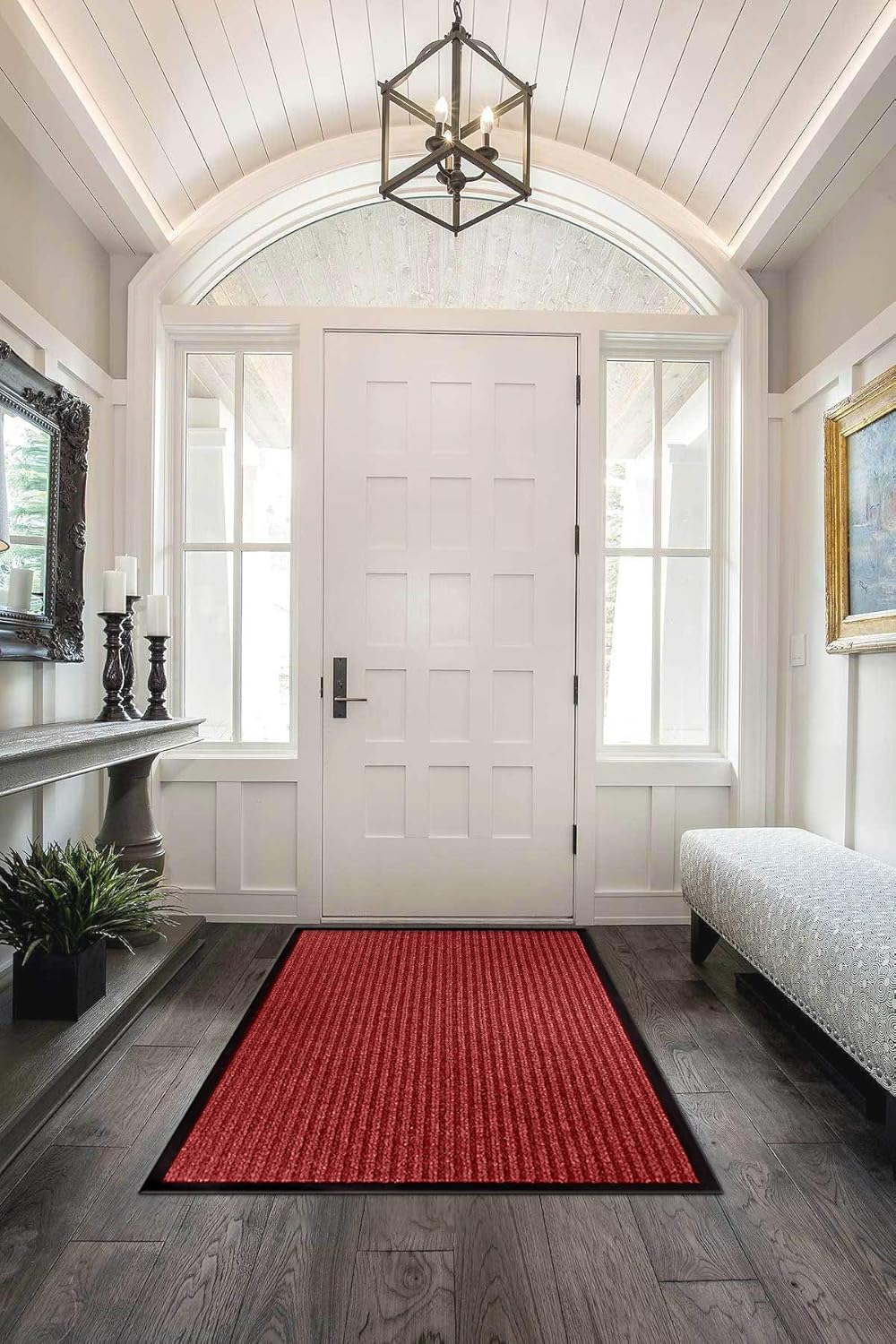 LuxUrux® Durable Rubber 3'x5' Commercial Door Mat - Heavy Duty, Indoor/Outdoor, Easy Clean, Waterproof, Commercial Floor Mat for Entry, Patio, Garage - Stylish Striped Gray Design (3 x 5 Feet)