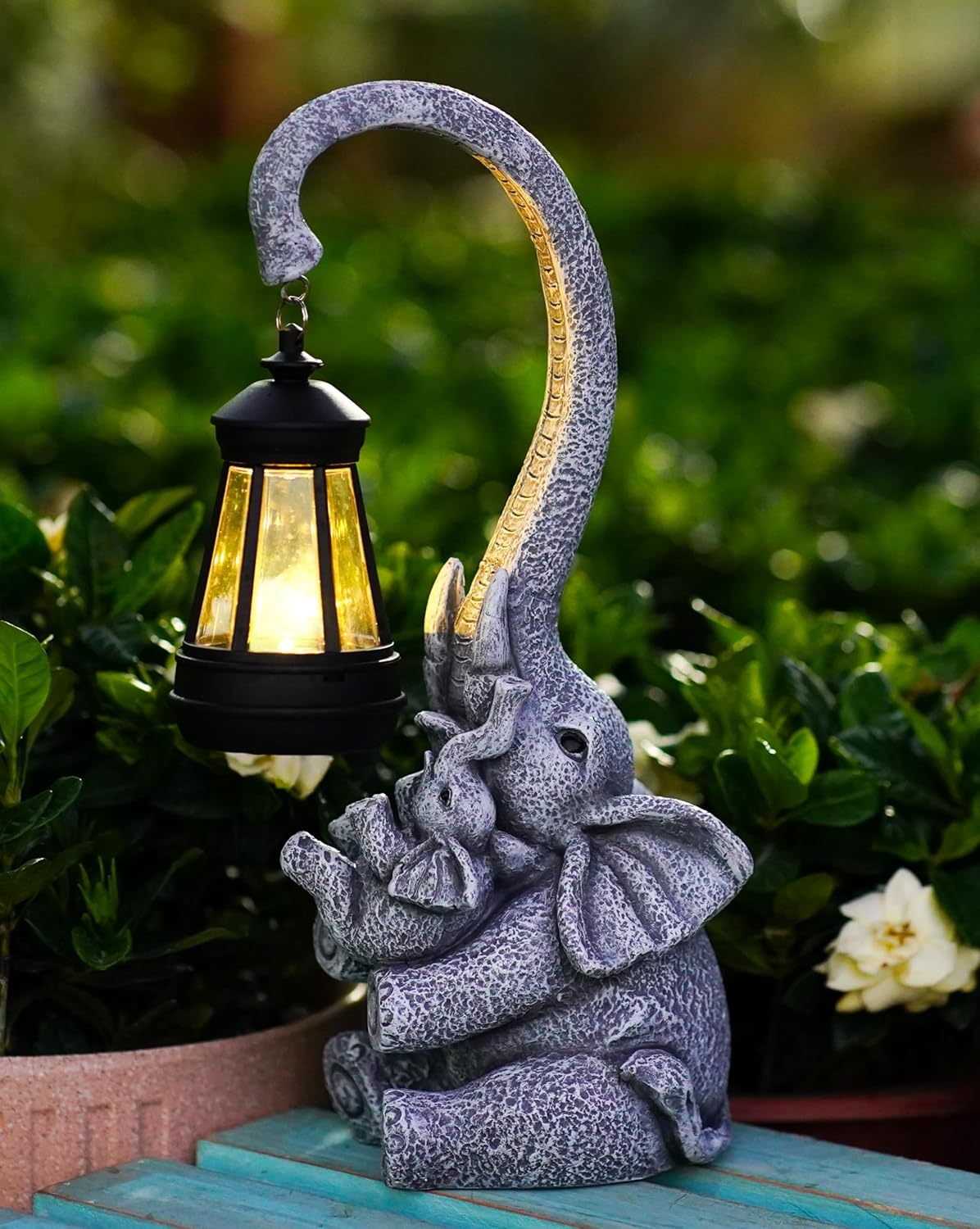 Gnome Garden Decor Statue Solar Gnomes Decorations for Yard with Lantern Light Outdoor Decorations for Patio Mom Gift