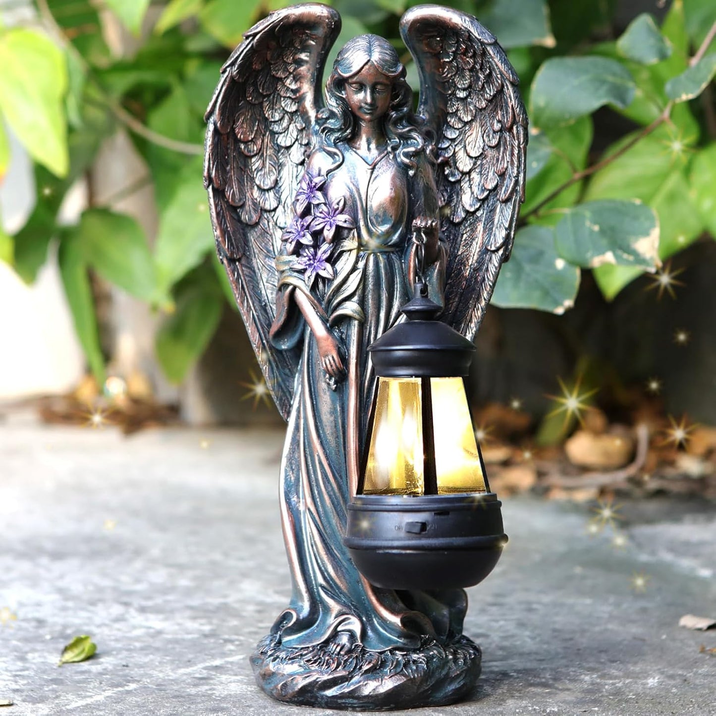 Solar Angel Outdoor Garden Decor Statues – 13.2 inches Solar Outdoor Sculptures for Outside Yard Art Patio Balcony Front Lawn Ornaments Gifts for Mom Grandma Women