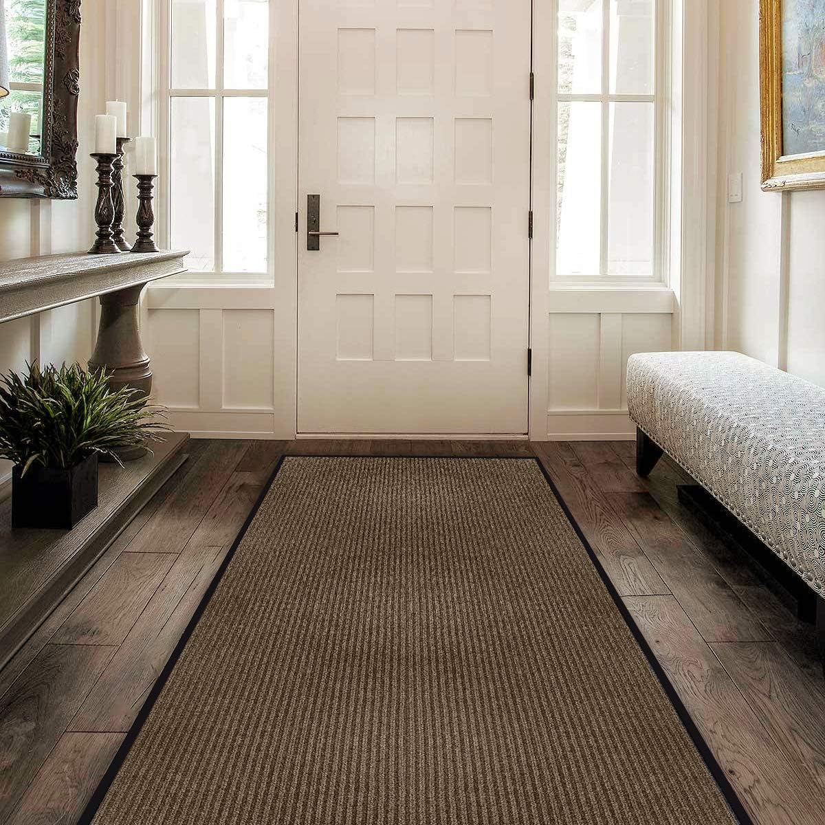 LuxUrux® Durable Rubber 3'x5' Commercial Door Mat - Heavy Duty, Indoor/Outdoor, Easy Clean, Waterproof, Commercial Floor Mat for Entry, Patio, Garage - Stylish Striped Gray Design (3 x 5 Feet)