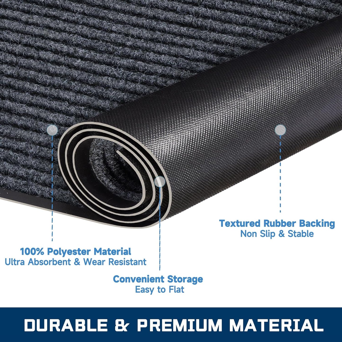 Extra Large Front Door Mat, 5 x 3 Feet Indoor Outdoor Entrance Mat, Heavy Duty Commercial Floor Mats, Non-Slip Rubber Backing Doormat for Entryway, Waterproof, Low-Profile, Easy to Clean