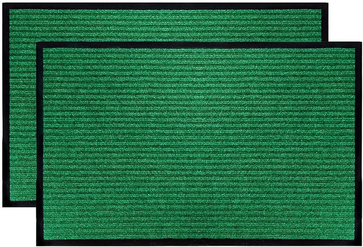 LuxUrux® Durable Rubber 3'x5' Commercial Door Mat - Heavy Duty, Indoor/Outdoor, Easy Clean, Waterproof, Commercial Floor Mat for Entry, Patio, Garage - Stylish Striped Gray Design (3 x 5 Feet)