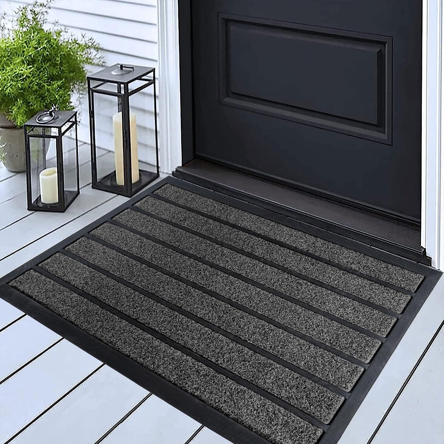 ubdyo Extra Durable Door Mat - Dirt Trapping Outdoor Welcome Mats - Non-Slip Outdoor Indoor Entrance - Low Profile Front Doormat (36" x 24", Bright Brown)