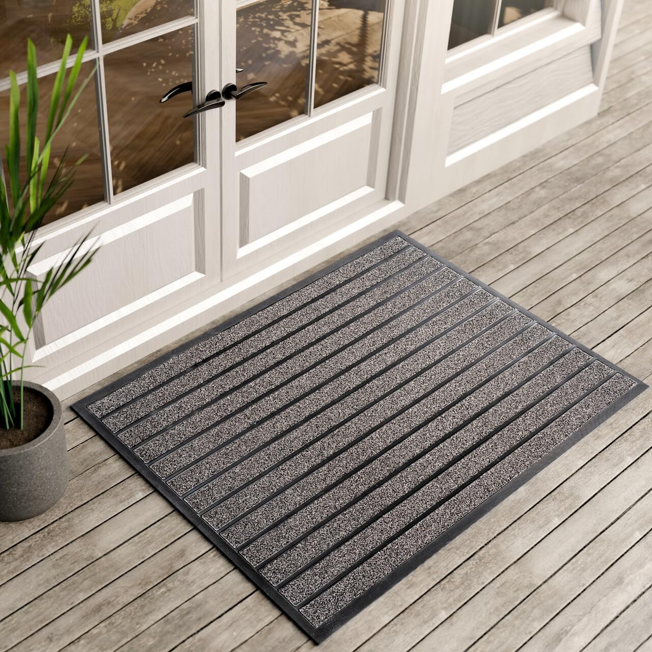 ubdyo Extra Durable Door Mat - Dirt Trapping Outdoor Welcome Mats - Non-Slip Outdoor Indoor Entrance - Low Profile Front Doormat (36" x 24", Bright Brown)