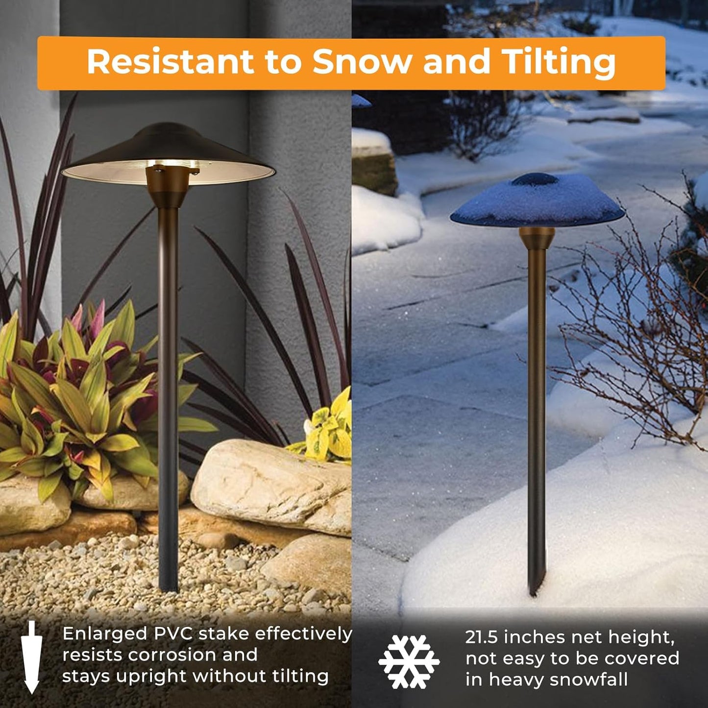 Gardencoin Low Voltage Pathway Lights (8.5'' Shade, 21.5'' Tall),12V Outdoor LED Landscape Path Lights Wired, Aluminum Pathway Lighting with 3W 2700K Replaceable Bulb for Walkway Garden Yard, 6 Pack