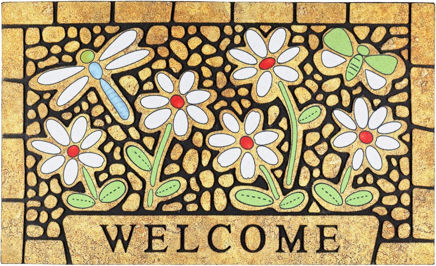CHICHIC Welcome Door Mat 24 x 36 Inch Front Doormat Outdoors for Home Entrance Outdoors Mat for Outside Entry Way Doormat Entry Rugs, Heavy Duty Non Slip Rubber Back Low Profile, Flower
