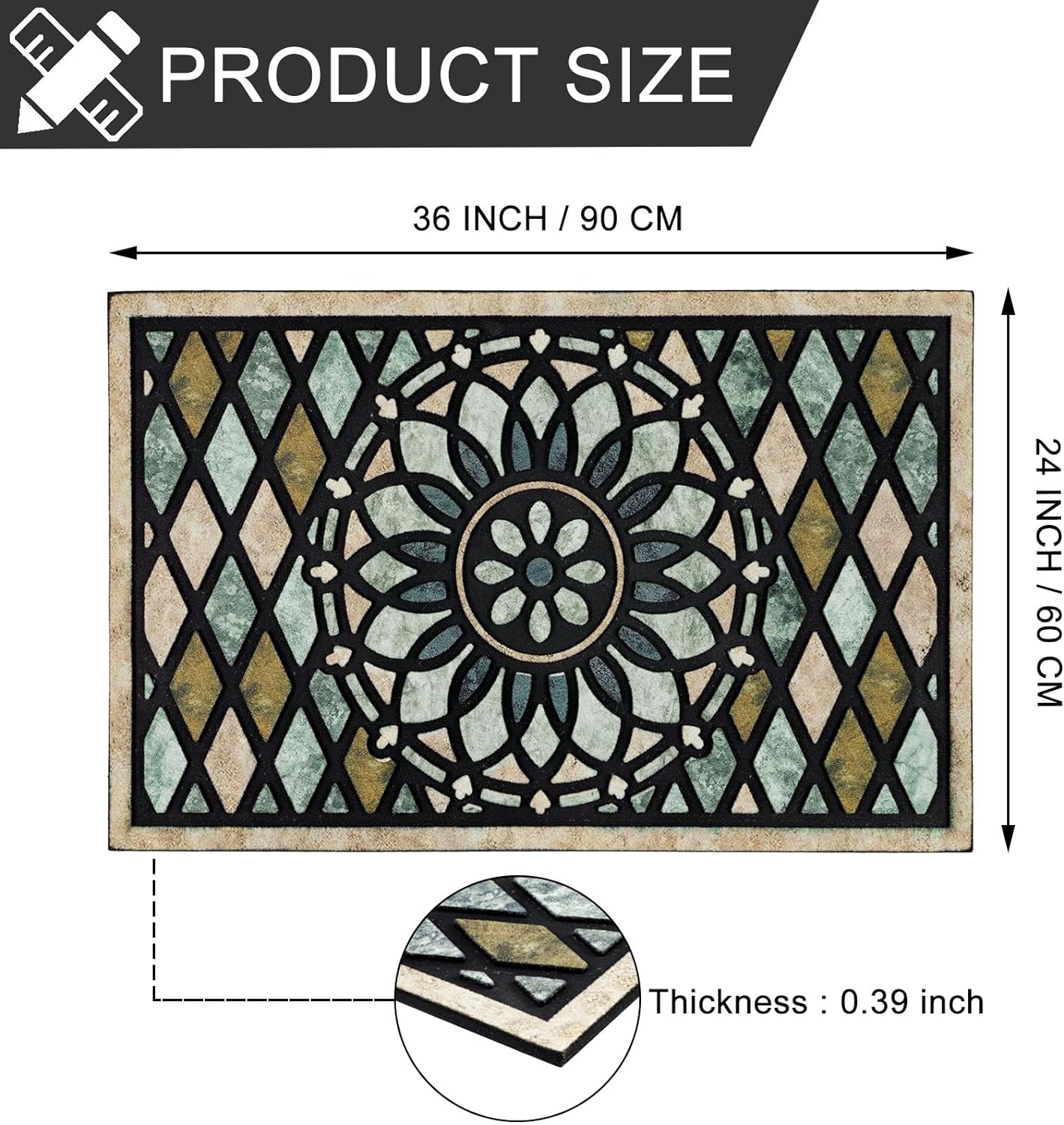 CHICHIC Welcome Door Mat 24 x 36 Inch Front Doormat Outdoors for Home Entrance Outdoors Mat for Outside Entry Way Doormat Entry Rugs, Heavy Duty Non Slip Rubber Back Low Profile, Flower