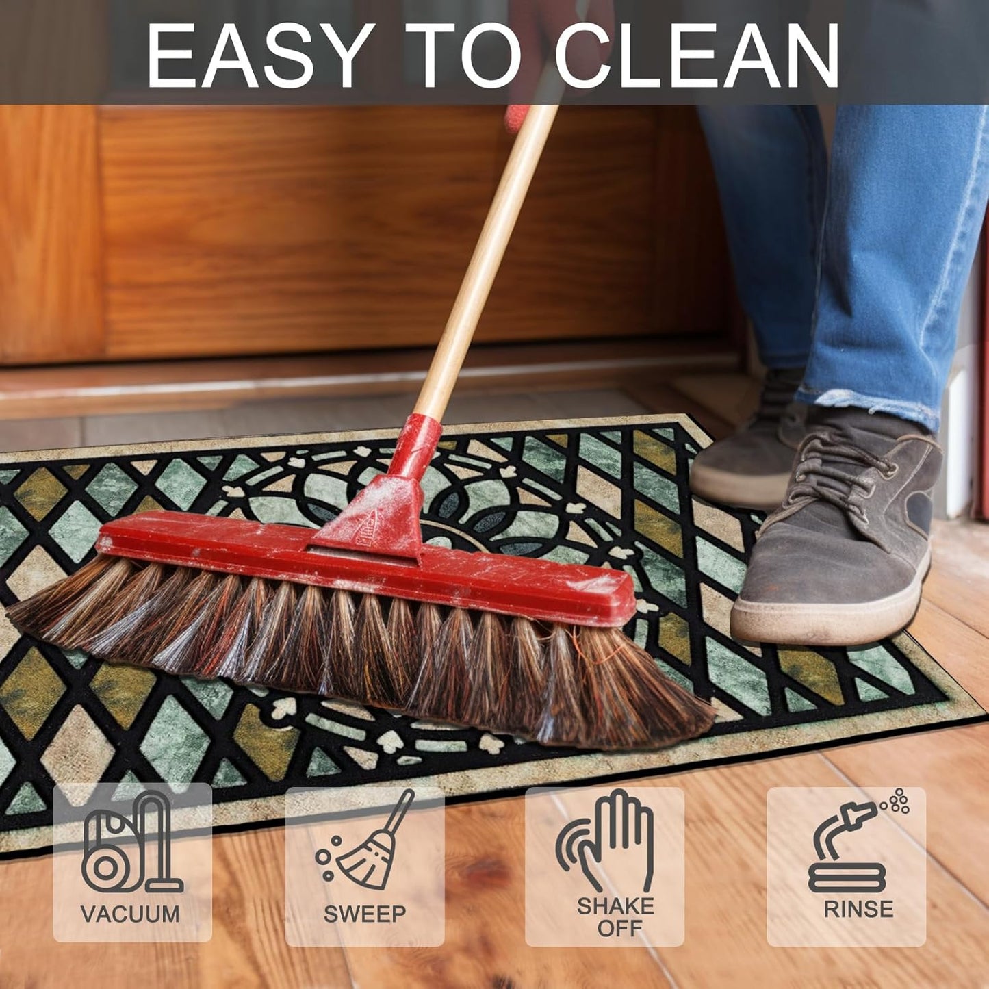 CHICHIC Welcome Door Mat 24 x 36 Inch Front Doormat Outdoors for Home Entrance Outdoors Mat for Outside Entry Way Doormat Entry Rugs, Heavy Duty Non Slip Rubber Back Low Profile, Flower