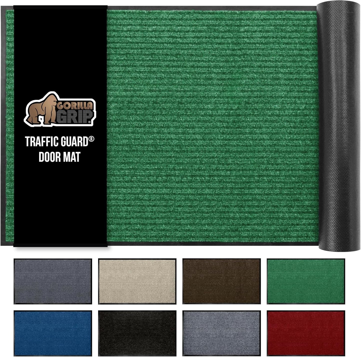 GORILLA GRIP Traffic Guard Door Mat, 60x36, Heavy Duty Welcome Mats, Commercial Office Space Doormat, Waterproof, Fade Resistant, Strong Rubber Backing, Low Profile, Shoe and Boot Scraper, Brown