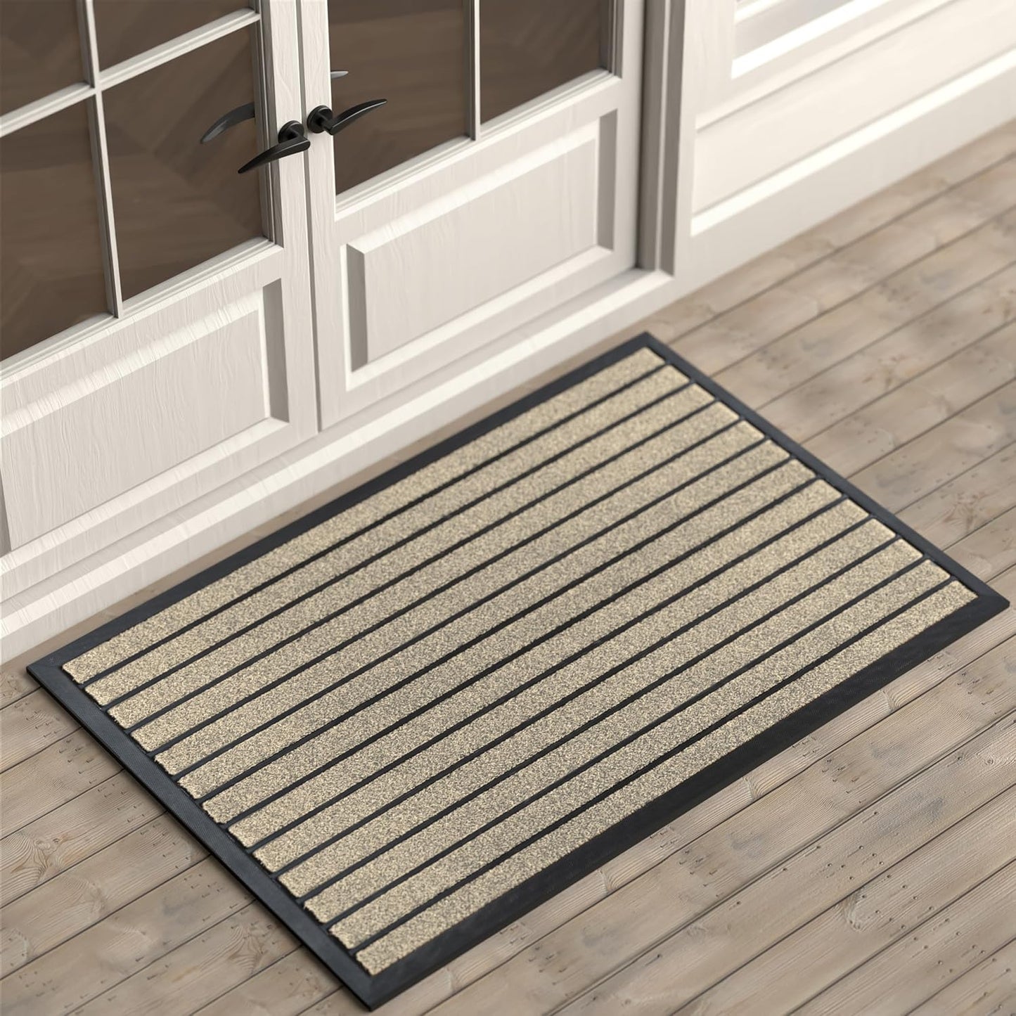 ubdyo Extra Durable Door Mat - Dirt Trapping Outdoor Welcome Mats - Non-Slip Outdoor Indoor Entrance - Low Profile Front Doormat (36" x 24", Bright Brown)