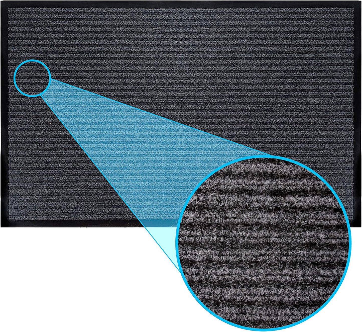 LuxUrux® Durable Rubber 3'x5' Commercial Door Mat - Heavy Duty, Indoor/Outdoor, Easy Clean, Waterproof, Commercial Floor Mat for Entry, Patio, Garage - Stylish Striped Gray Design (3 x 5 Feet)