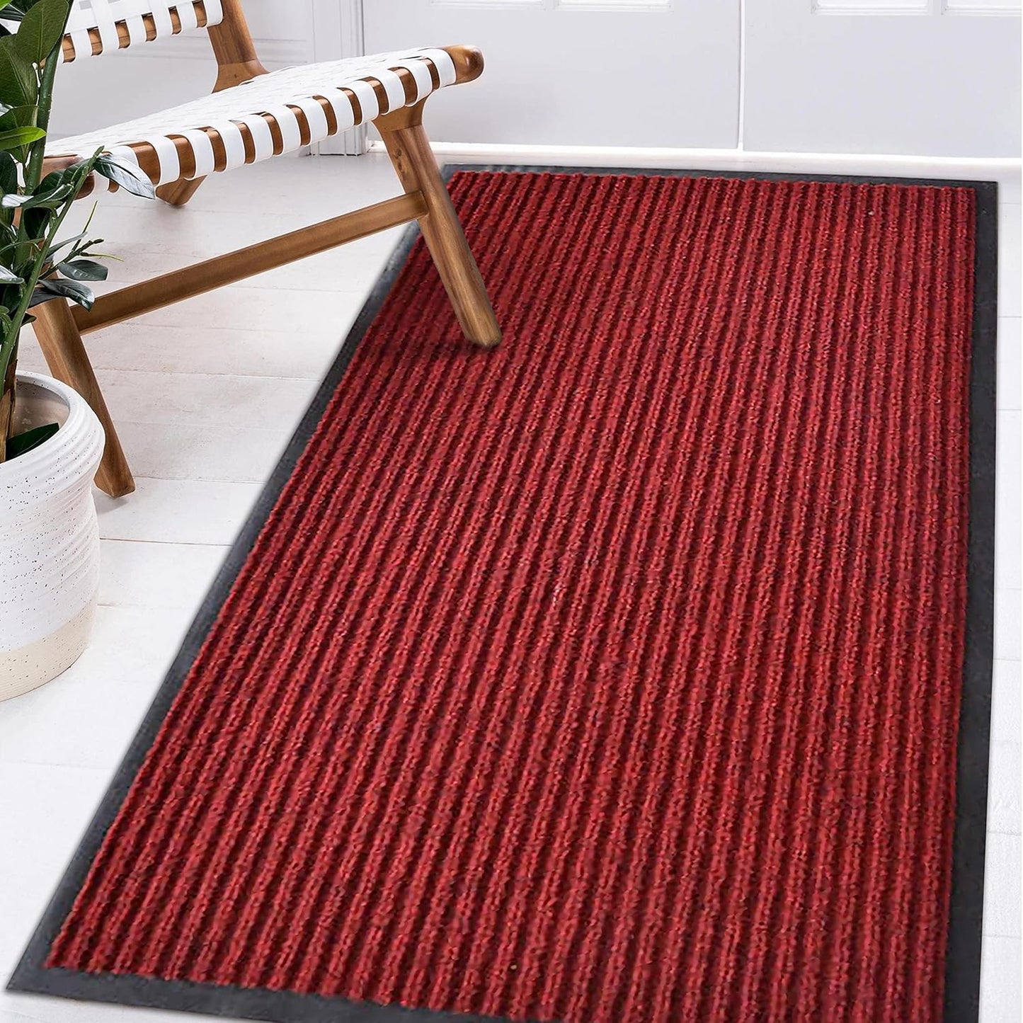 LuxUrux® Durable Rubber 3'x5' Commercial Door Mat - Heavy Duty, Indoor/Outdoor, Easy Clean, Waterproof, Commercial Floor Mat for Entry, Patio, Garage - Stylish Striped Gray Design (3 x 5 Feet)