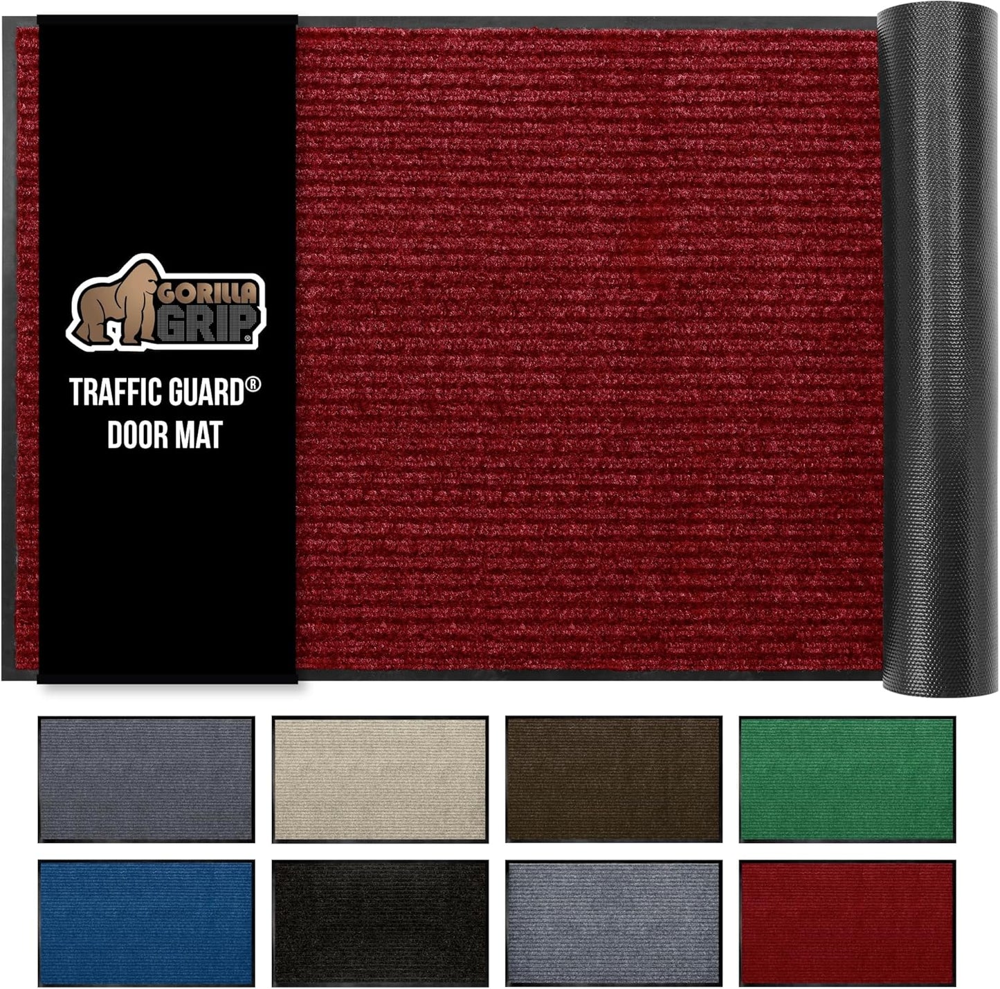 GORILLA GRIP Traffic Guard Door Mat, 60x36, Heavy Duty Welcome Mats, Commercial Office Space Doormat, Waterproof, Fade Resistant, Strong Rubber Backing, Low Profile, Shoe and Boot Scraper, Brown