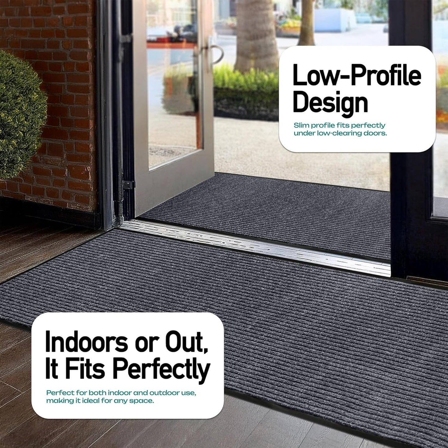 LuxUrux® Durable Rubber 3'x5' Commercial Door Mat - Heavy Duty, Indoor/Outdoor, Easy Clean, Waterproof, Commercial Floor Mat for Entry, Patio, Garage - Stylish Striped Gray Design (3 x 5 Feet)