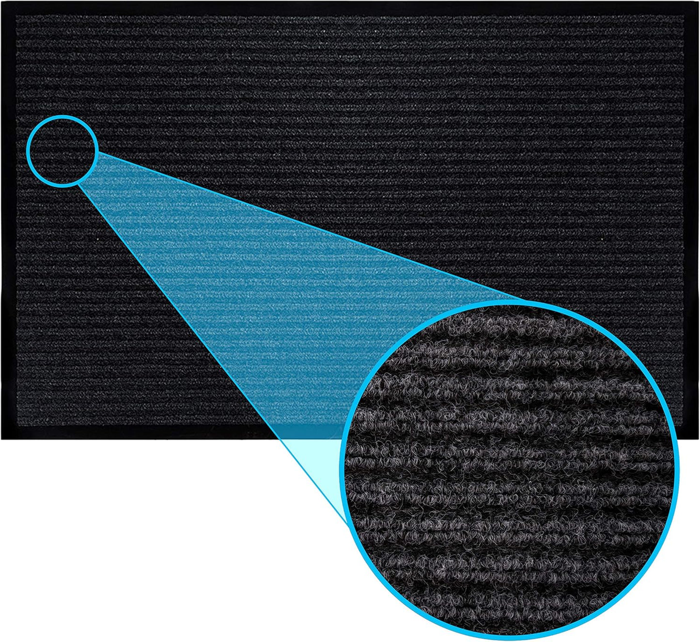 LuxUrux® Durable Rubber 3'x5' Commercial Door Mat - Heavy Duty, Indoor/Outdoor, Easy Clean, Waterproof, Commercial Floor Mat for Entry, Patio, Garage - Stylish Striped Gray Design (3 x 5 Feet)