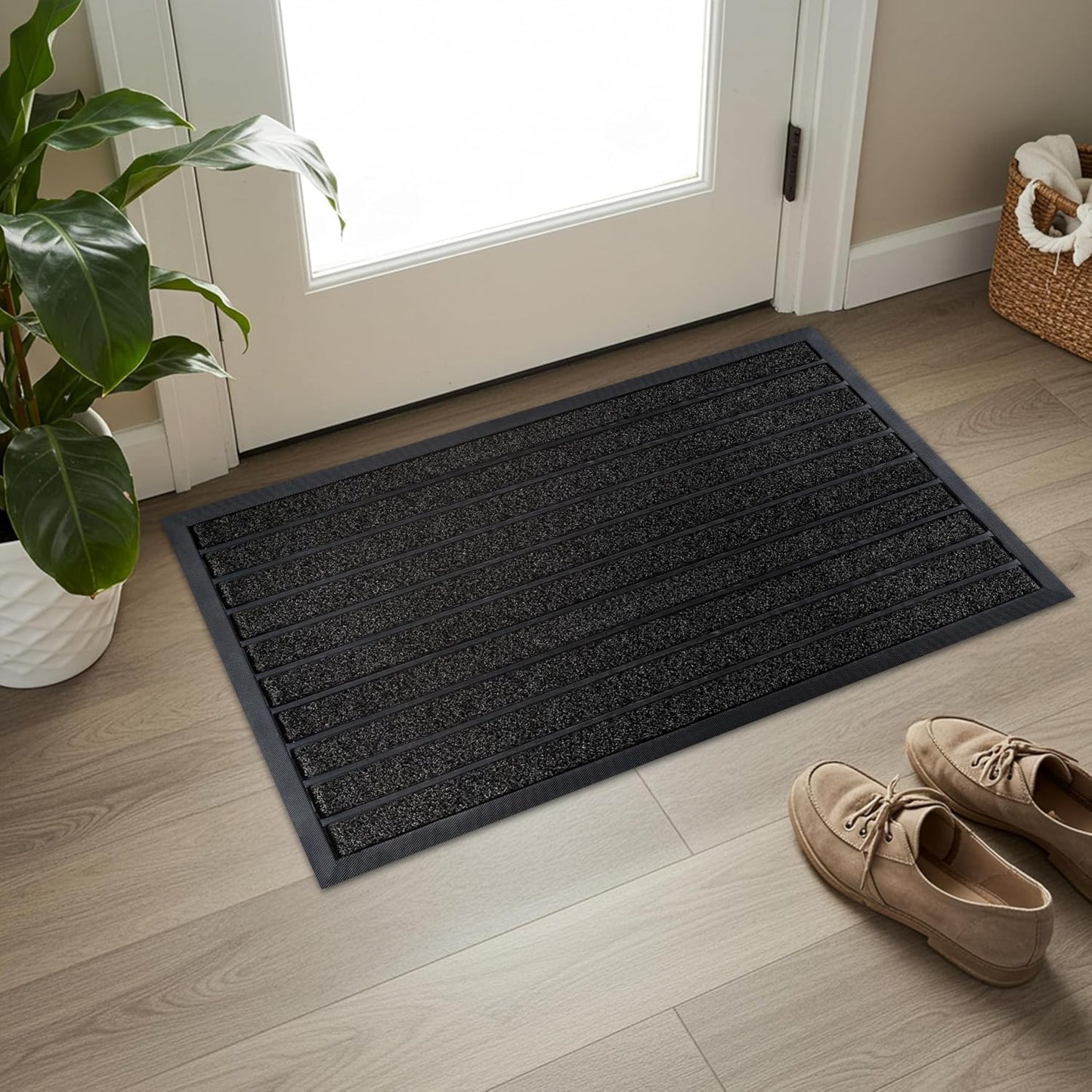 ubdyo Extra Durable Door Mat - Dirt Trapping Outdoor Welcome Mats - Non-Slip Outdoor Indoor Entrance - Low Profile Front Doormat (36" x 24", Bright Brown)