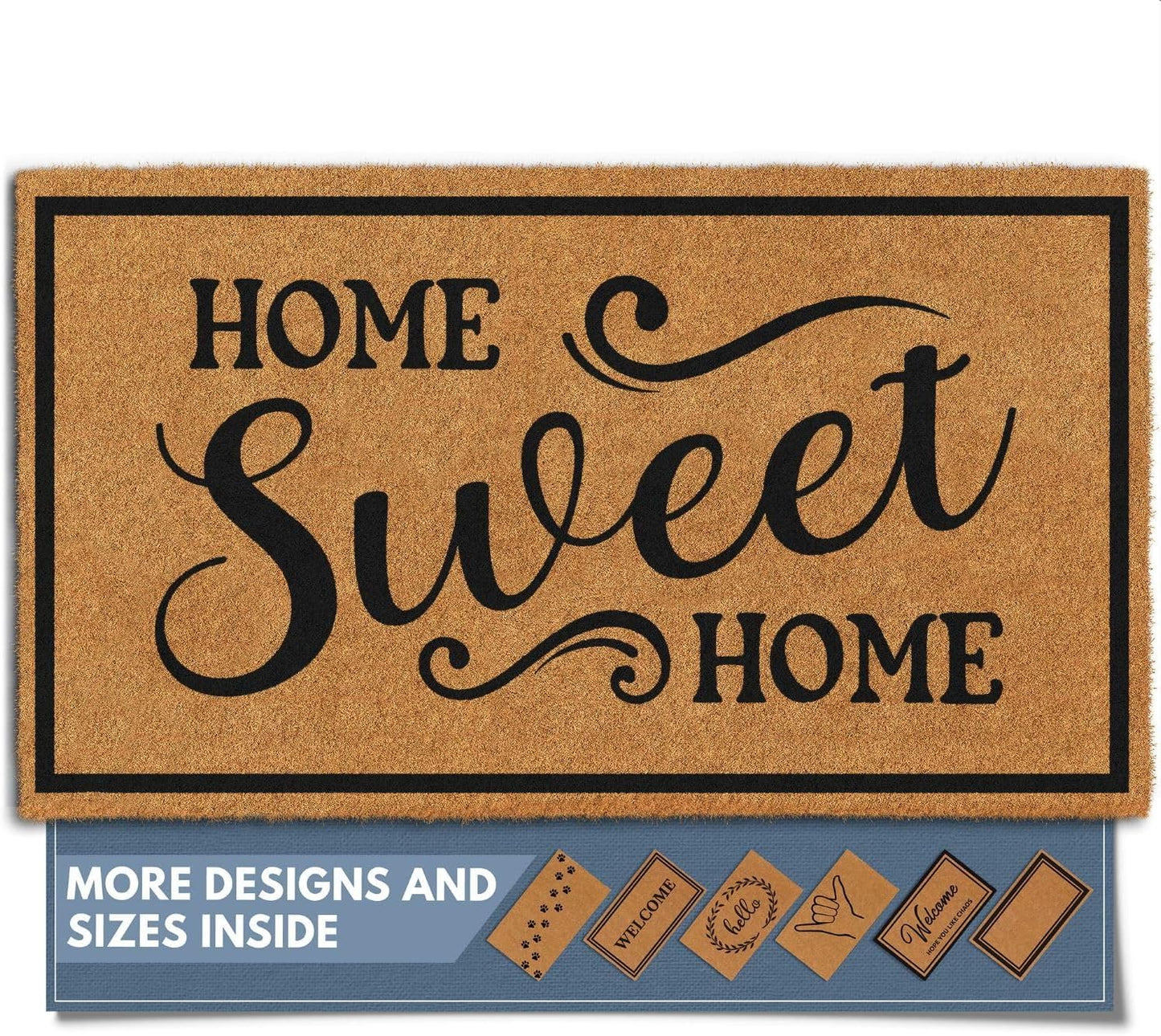 Barnyard Designs Natural Coco Coir Heavy Duty Backing Doormat - Large Cute Non-Slip Front Door Welcome Mat for Outside Entrance or Porch Entry, Brown (24x36, Border)