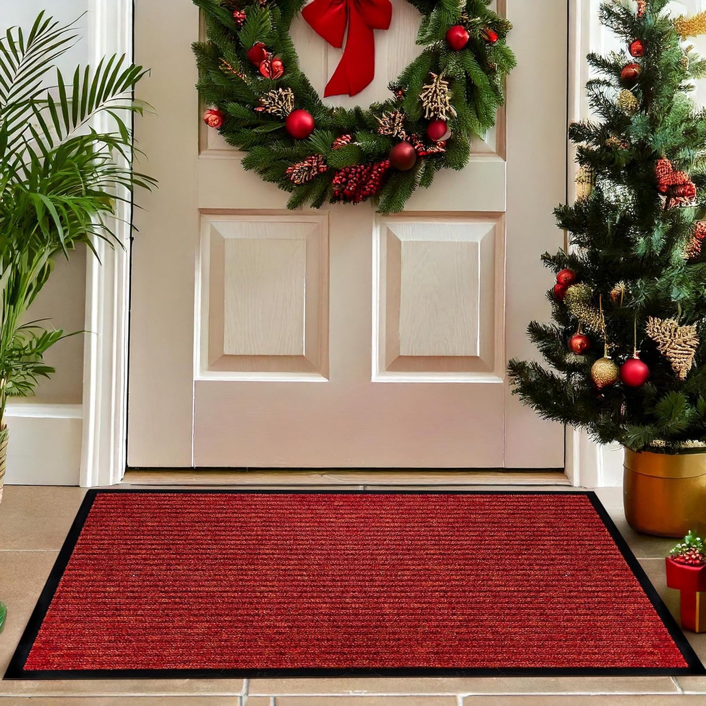 LuxUrux® Durable Rubber 3'x5' Commercial Door Mat - Heavy Duty, Indoor/Outdoor, Easy Clean, Waterproof, Commercial Floor Mat for Entry, Patio, Garage - Stylish Striped Gray Design (3 x 5 Feet)