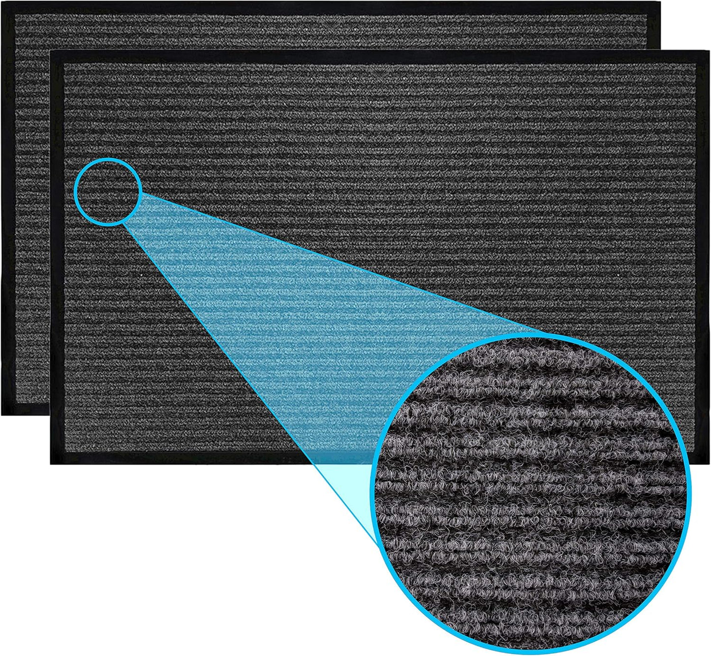 LuxUrux® Durable Rubber 3'x5' Commercial Door Mat - Heavy Duty, Indoor/Outdoor, Easy Clean, Waterproof, Commercial Floor Mat for Entry, Patio, Garage - Stylish Striped Gray Design (3 x 5 Feet)