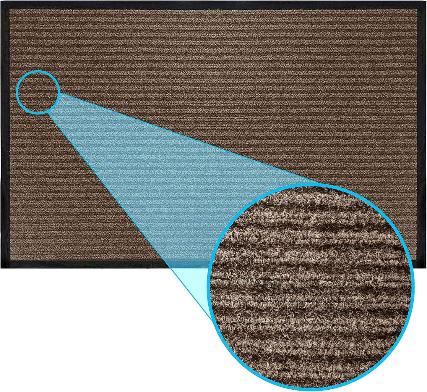 LuxUrux® Durable Rubber 3'x5' Commercial Door Mat - Heavy Duty, Indoor/Outdoor, Easy Clean, Waterproof, Commercial Floor Mat for Entry, Patio, Garage - Stylish Striped Gray Design (3 x 5 Feet)
