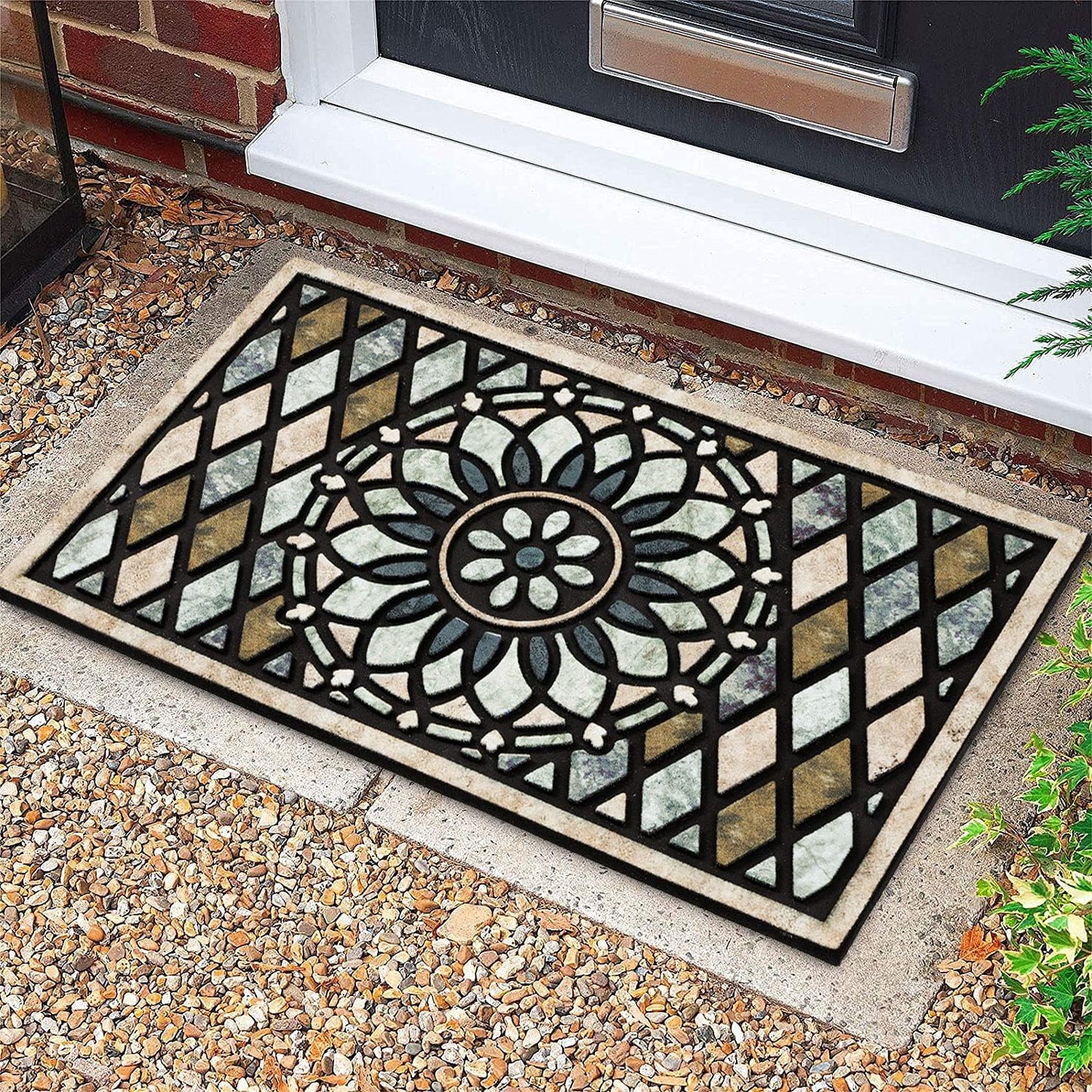 CHICHIC Welcome Door Mat 24 x 36 Inch Front Doormat Outdoors for Home Entrance Outdoors Mat for Outside Entry Way Doormat Entry Rugs, Heavy Duty Non Slip Rubber Back Low Profile, Flower