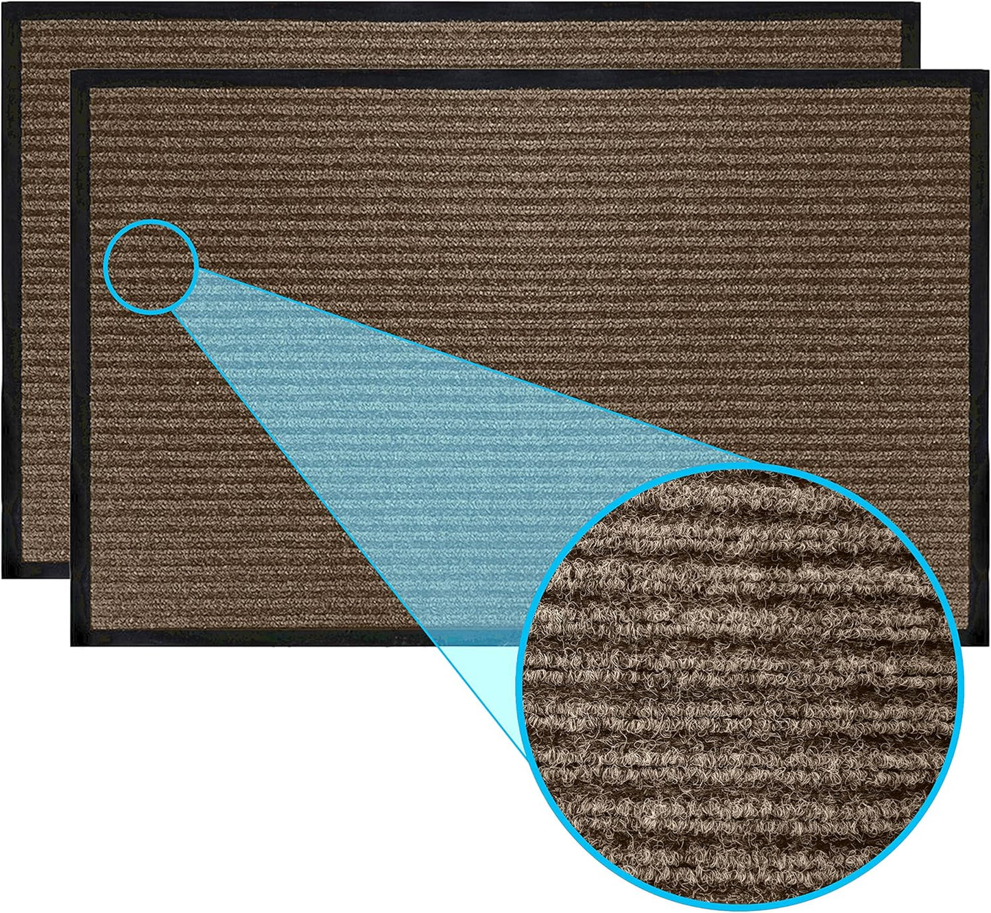 LuxUrux® Durable Rubber 3'x5' Commercial Door Mat - Heavy Duty, Indoor/Outdoor, Easy Clean, Waterproof, Commercial Floor Mat for Entry, Patio, Garage - Stylish Striped Gray Design (3 x 5 Feet)