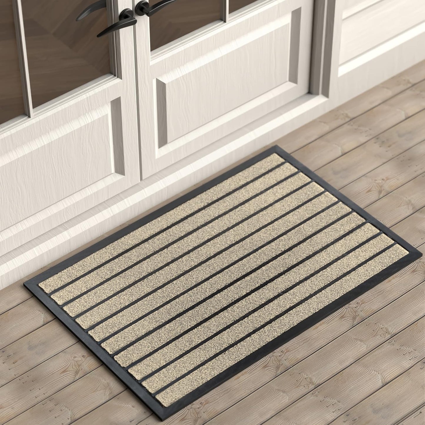 ubdyo Extra Durable Door Mat - Dirt Trapping Outdoor Welcome Mats - Non-Slip Outdoor Indoor Entrance - Low Profile Front Doormat (36" x 24", Bright Brown)
