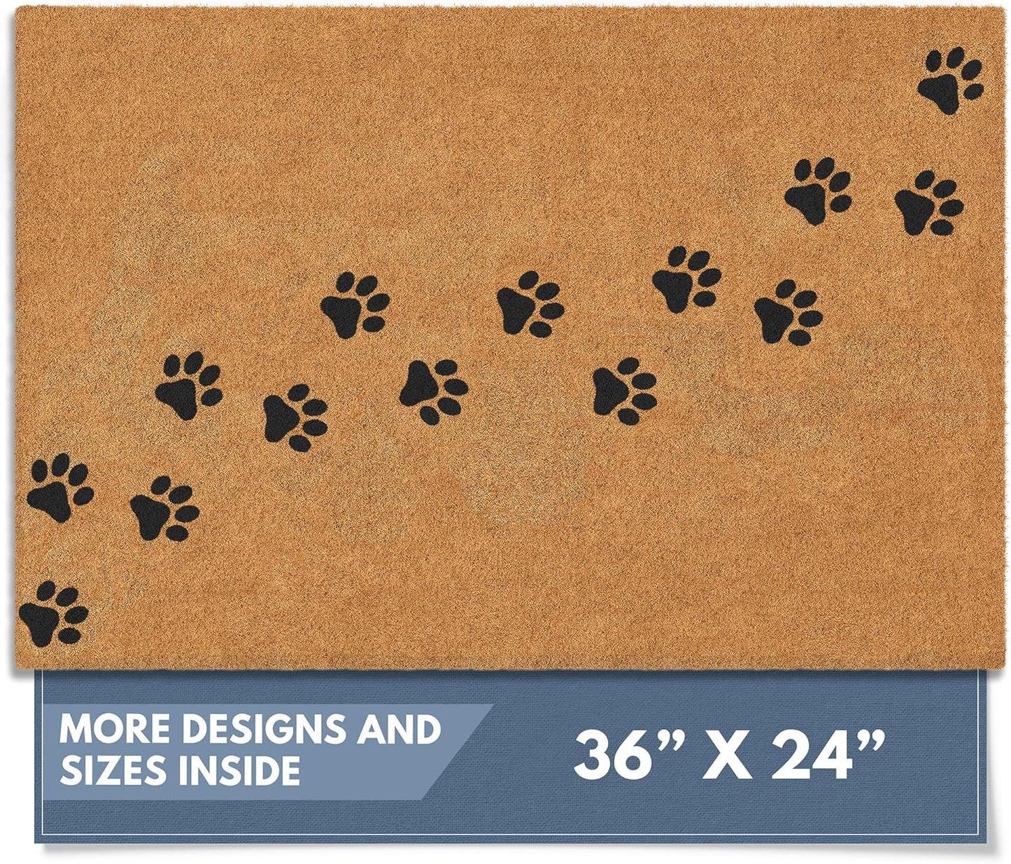 Barnyard Designs Natural Coco Coir Heavy Duty Backing Doormat - Large Cute Non-Slip Front Door Welcome Mat for Outside Entrance or Porch Entry, Brown (24x36, Border)