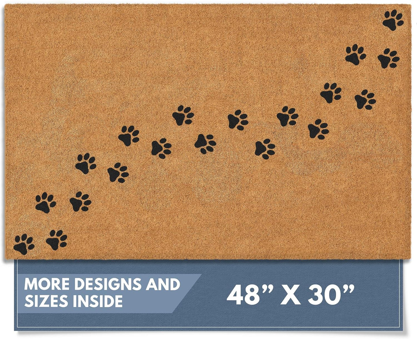 Barnyard Designs Natural Coco Coir Heavy Duty Backing Doormat - Large Cute Non-Slip Front Door Welcome Mat for Outside Entrance or Porch Entry, Brown (24x36, Border)