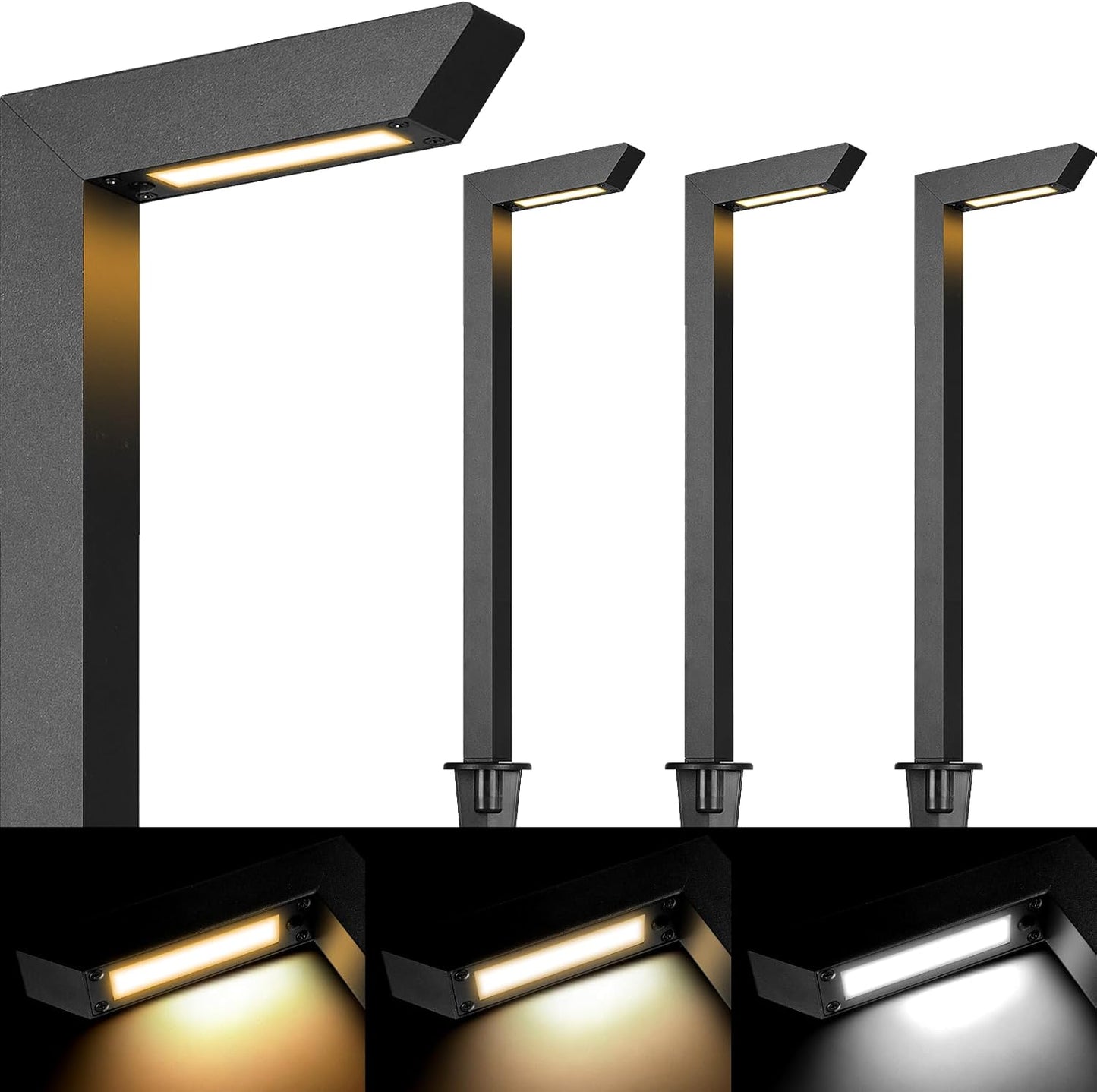 Gardencoin 3CCT LED Low Voltage Landscape Pathway Light, 12V Premium 3000K/4000K/5000K Selectable Path Lights Wired, Modern Walkway Lights Outdoor, Higher Housing with Larger Stake (19.7IN, 8 Pack)