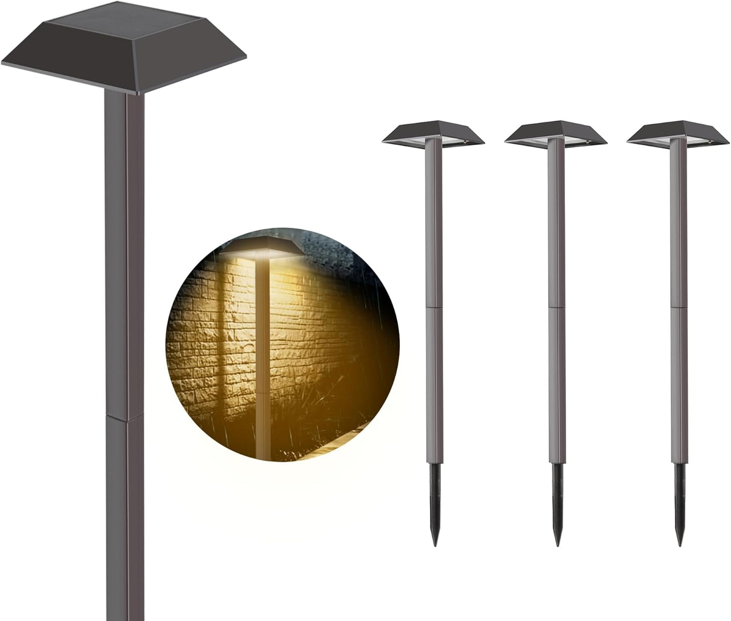 Bobcat Solar Pathway Lights Super Bright 300 lumens with 2-in-1 Warm White and Daylight Modes, Dark Brown Solar Lights for Outdoor Path, Sidewalk, Driveway or Walk Way Light(4 Pack)