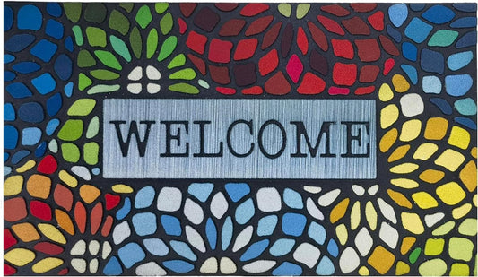 CHICHIC Colorful Welcome Door Mat, Welcome Mat 24x 36 Inch Front Doormat Outdoors for Home Entrance Outdoors Mats for Outside Entry Way Doormat, Heavy Duty Non Slip Rubber Back Low Profile